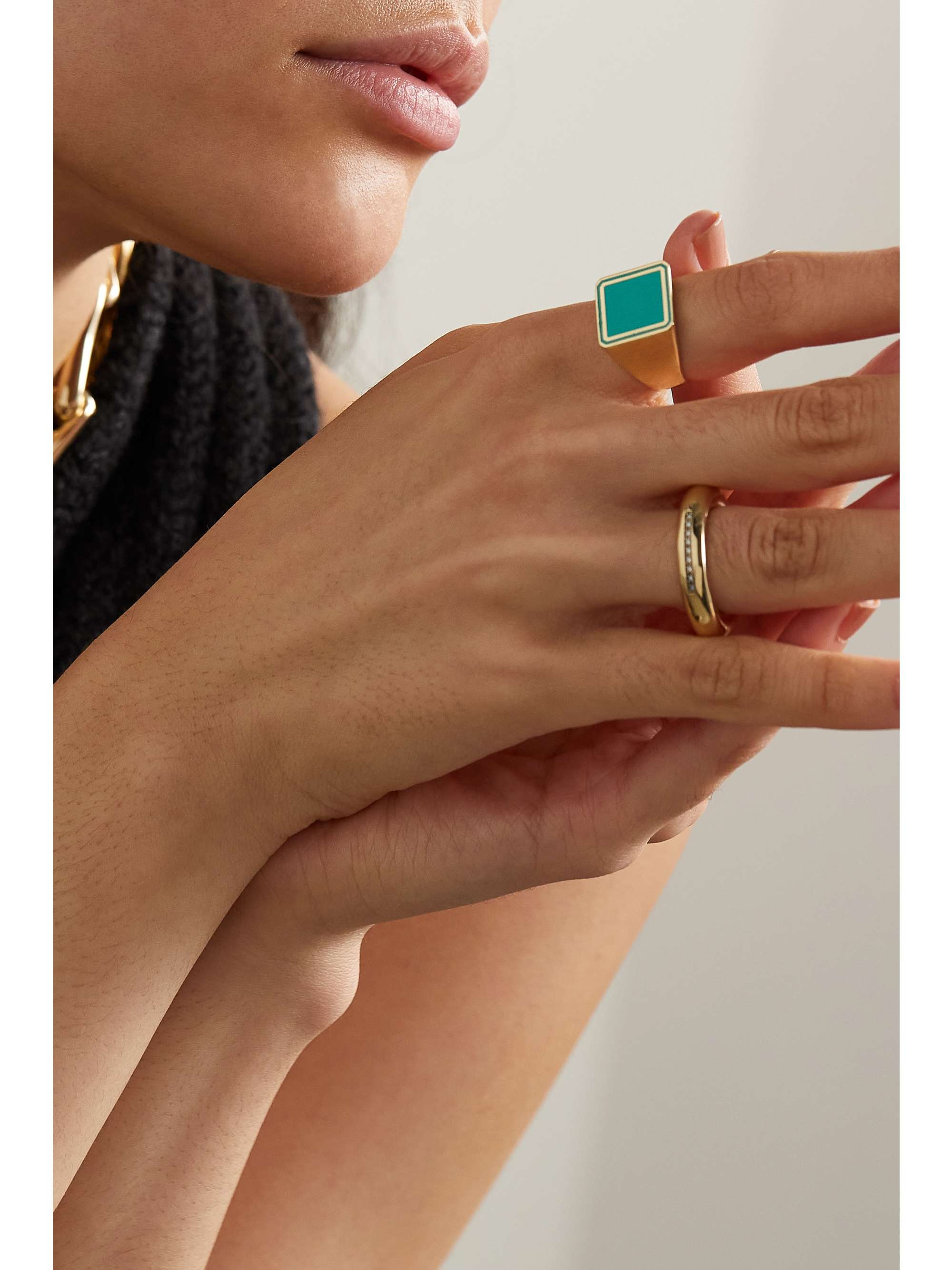 LAUREN RUBINSKI 14-karat gold and enamel ring