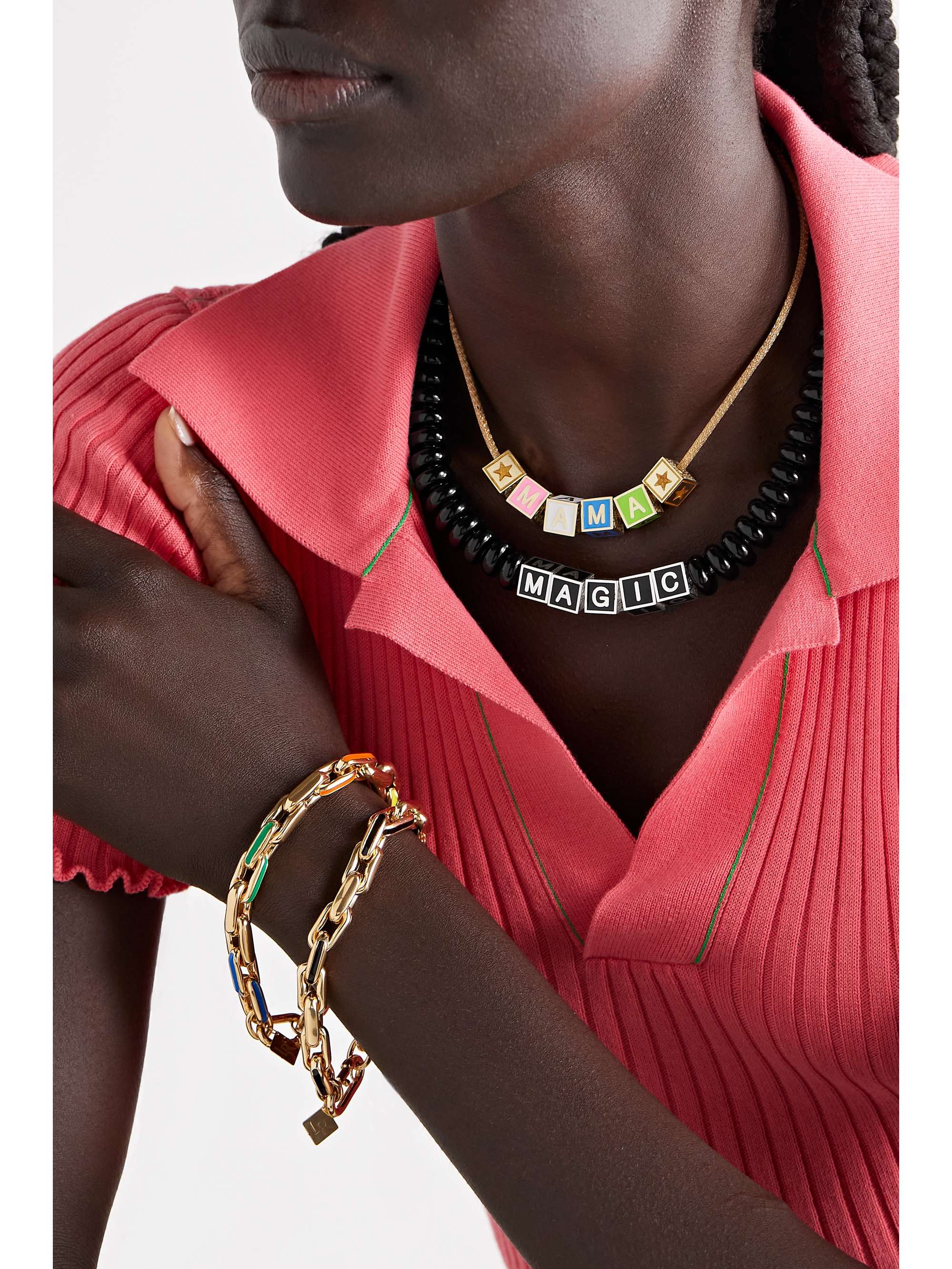 LAUREN RUBINSKI Happy sterling silver, enamel and bead necklace
