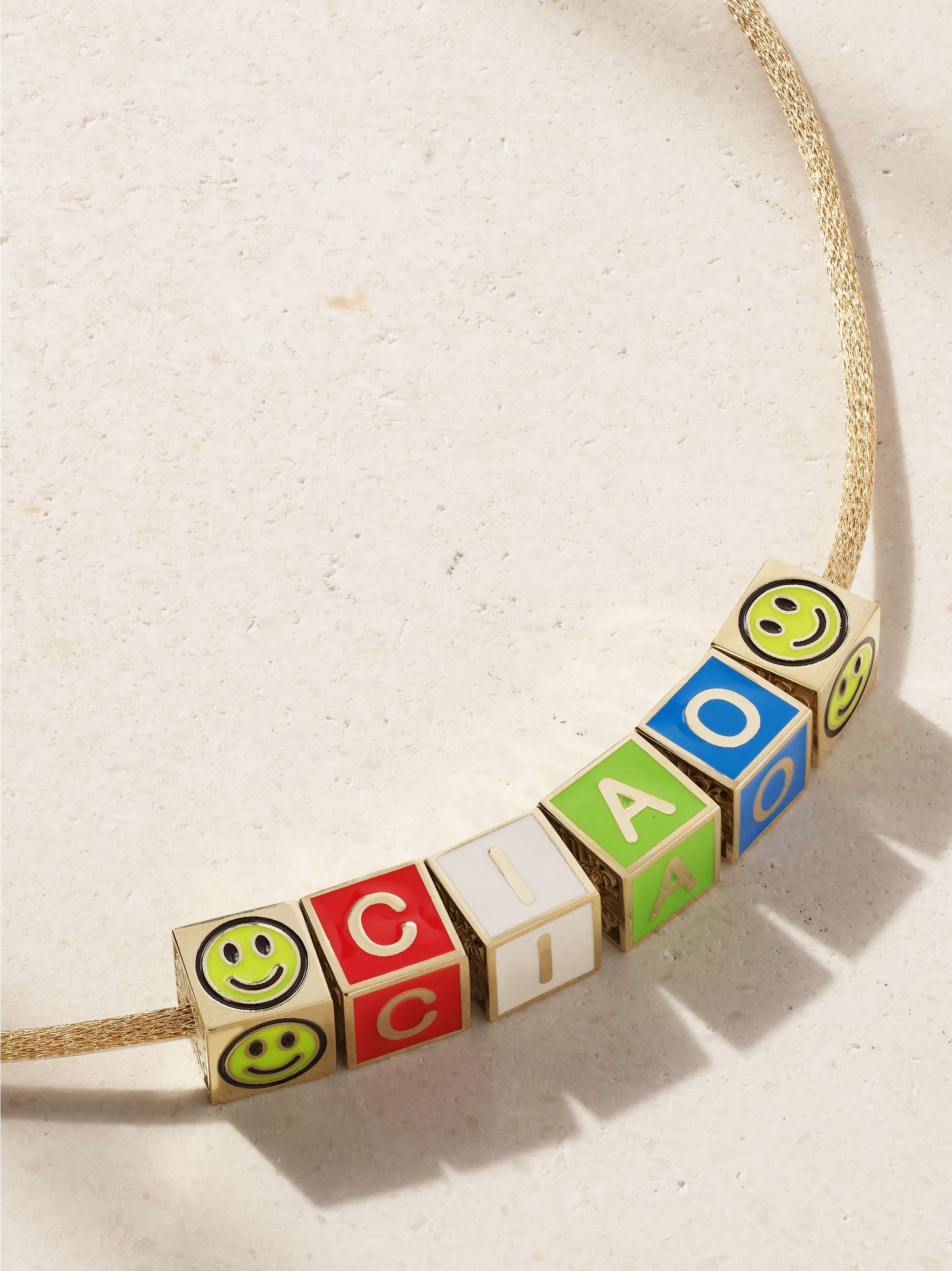 LAUREN RUBINSKI Love 14-karat gold and enamel necklace
