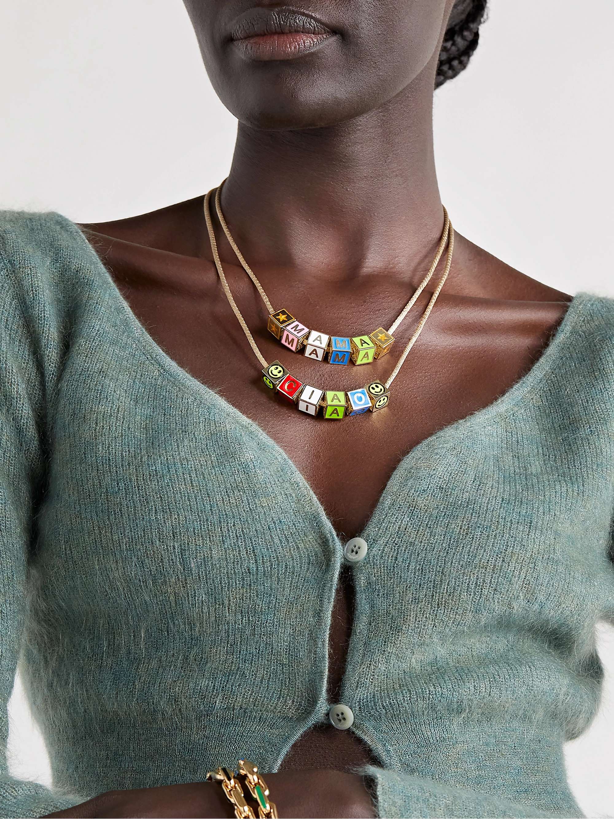 LAUREN RUBINSKI Love 14-karat gold and enamel necklace