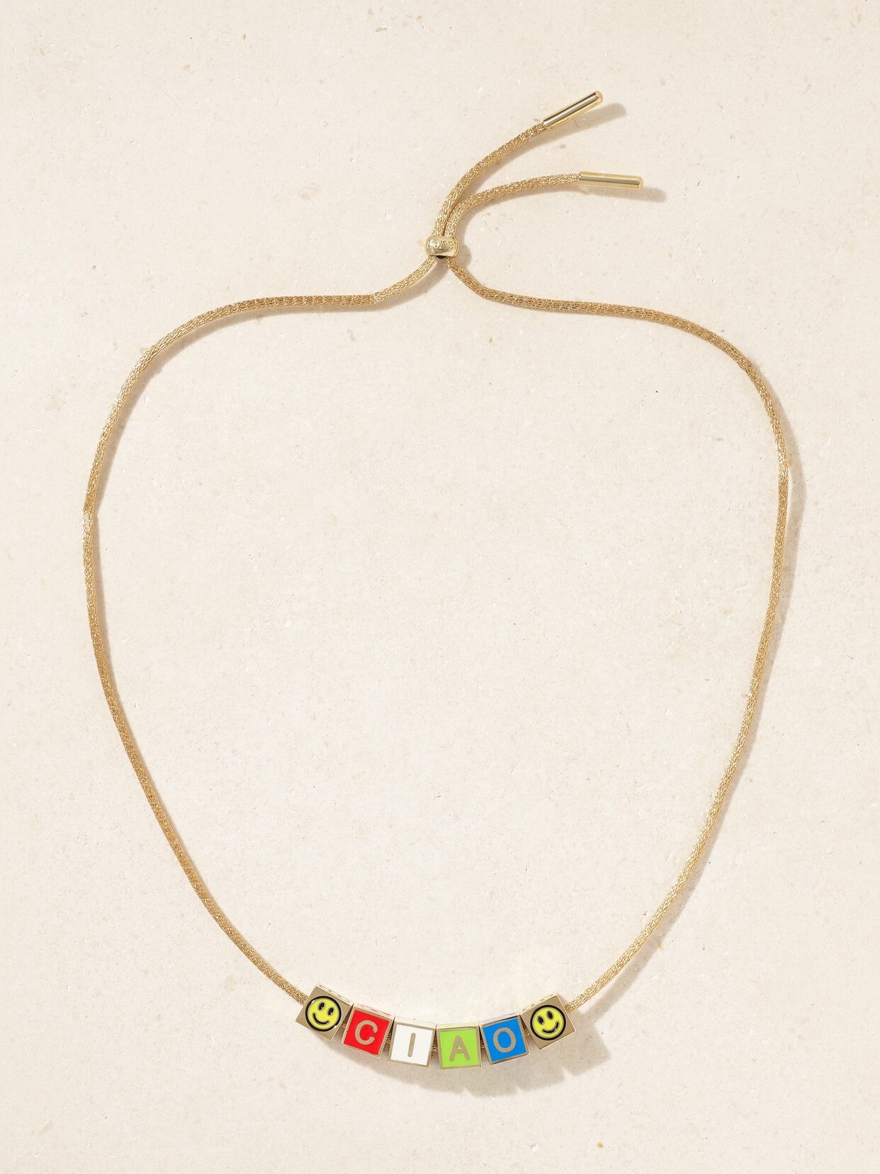 Lauren Rubinski Ciao 14-karat Gold And Enamel Necklace