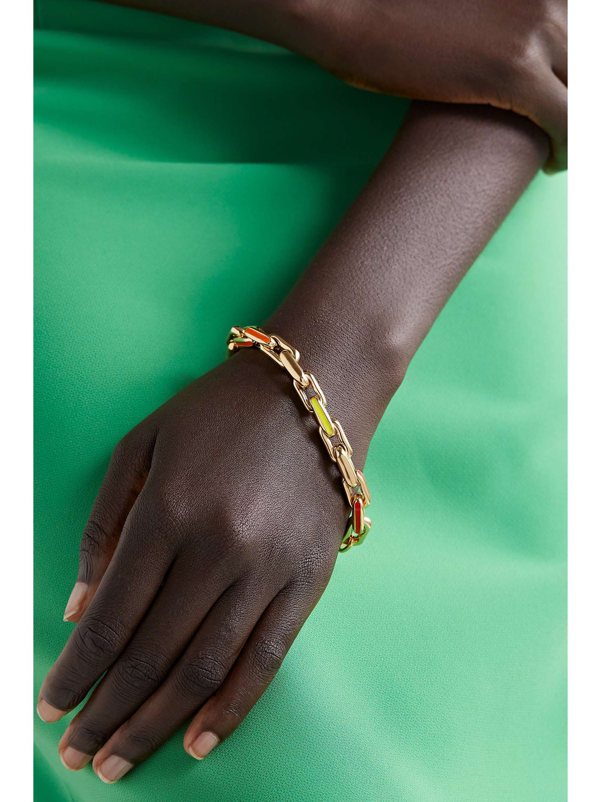LAUREN RUBINSKI Small 14-karat gold and enamel bracelet