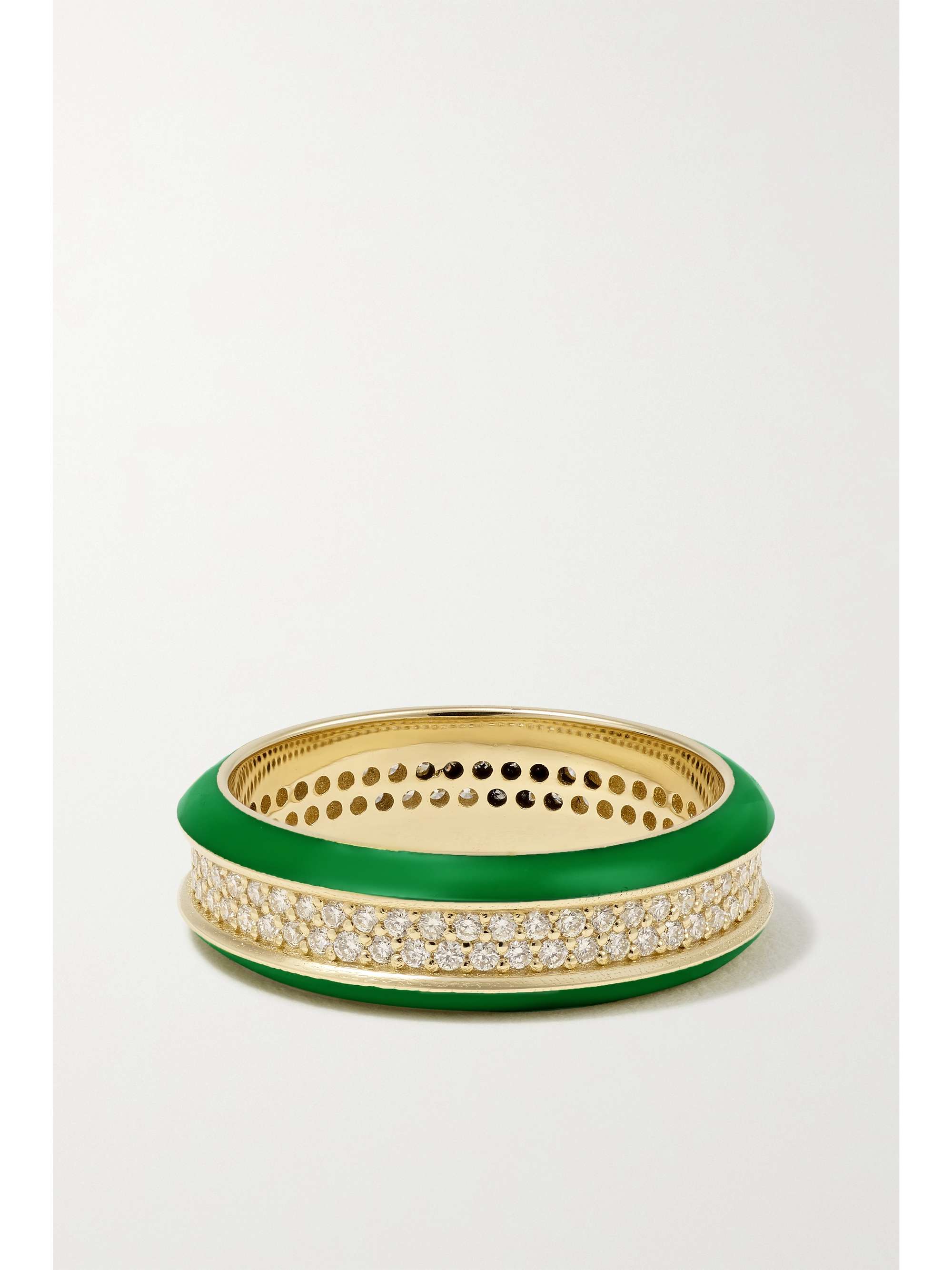 LAUREN RUBINSKI 14-karat gold, enamel and diamond ring
