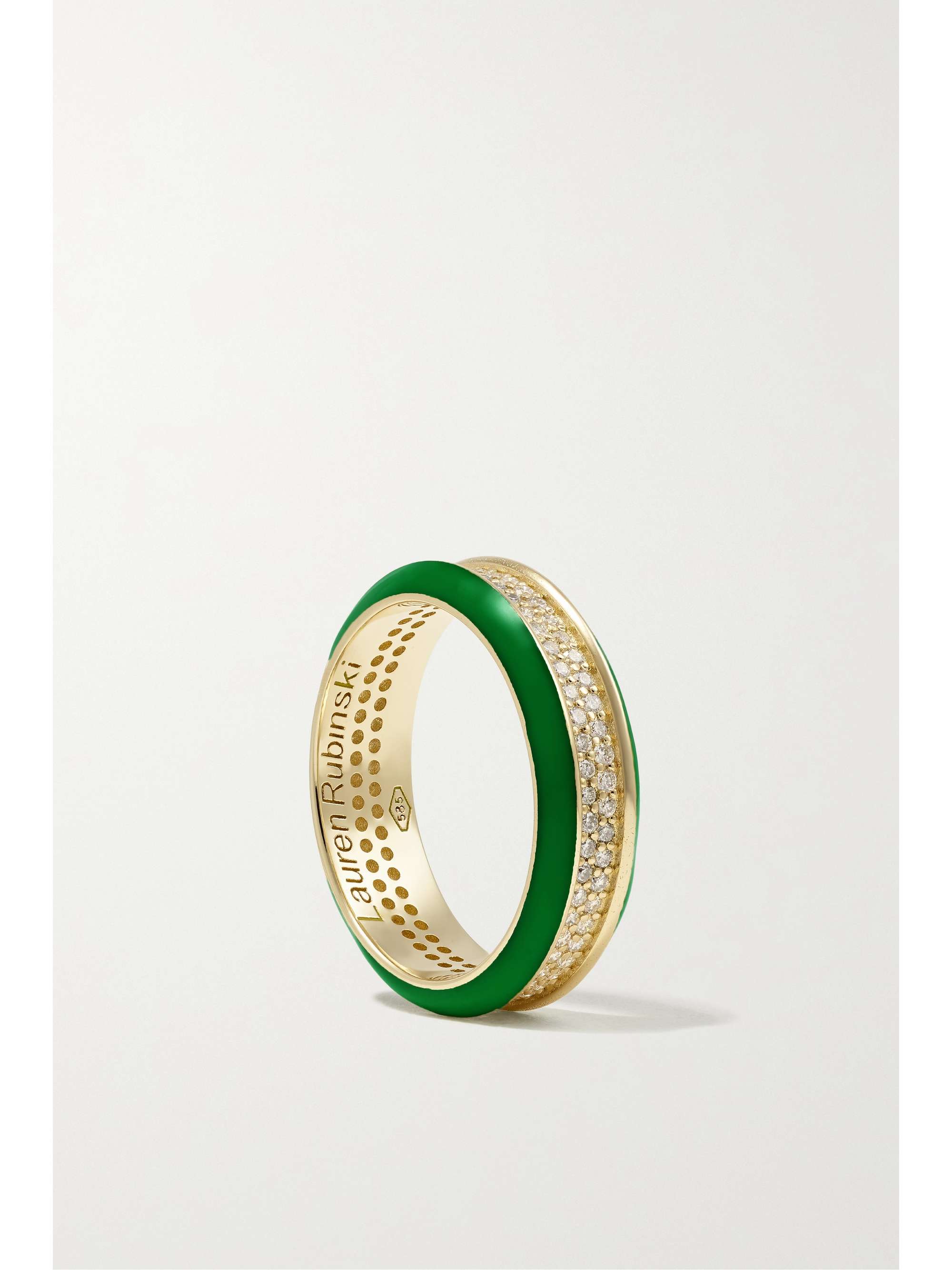 LAUREN RUBINSKI 14-karat gold, enamel and diamond ring