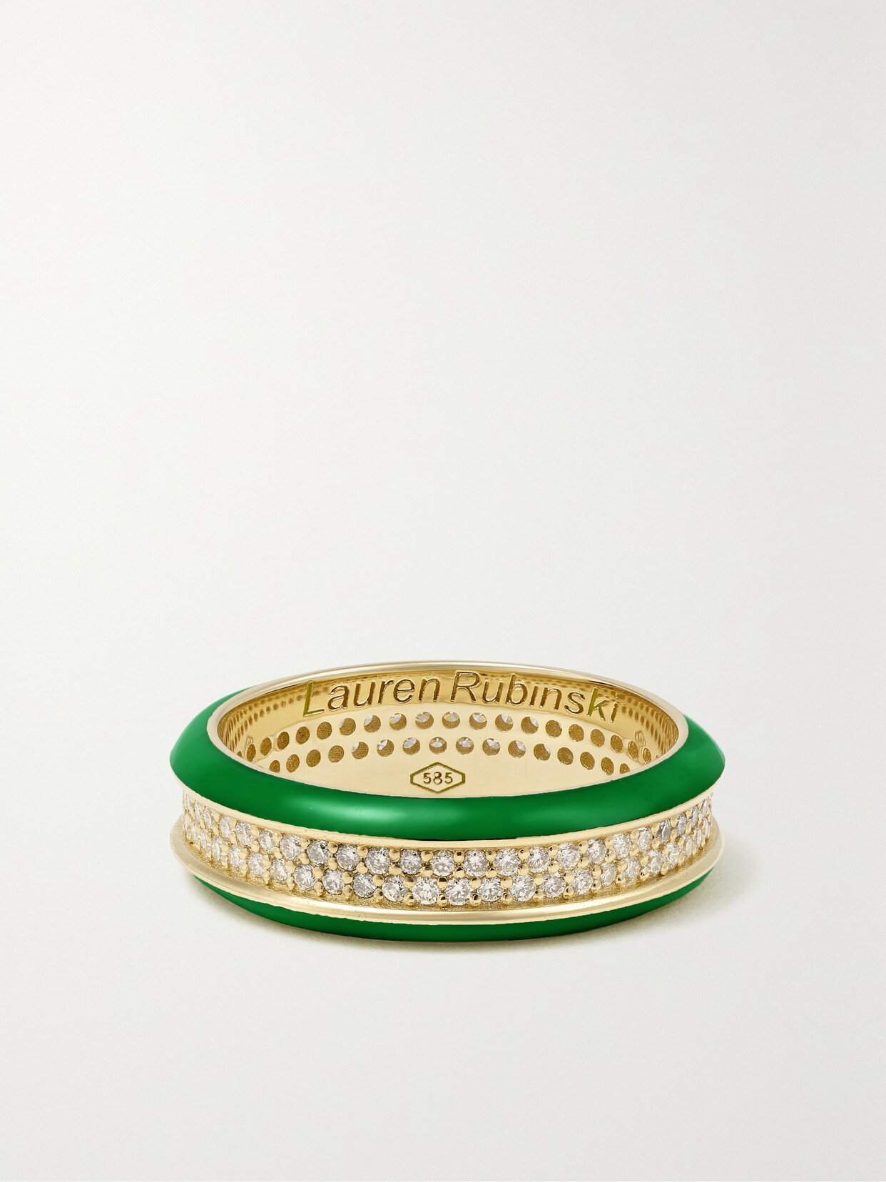 Lauren Rubinski - 14-karat Gold, Enamel And Diamond Ring - Green