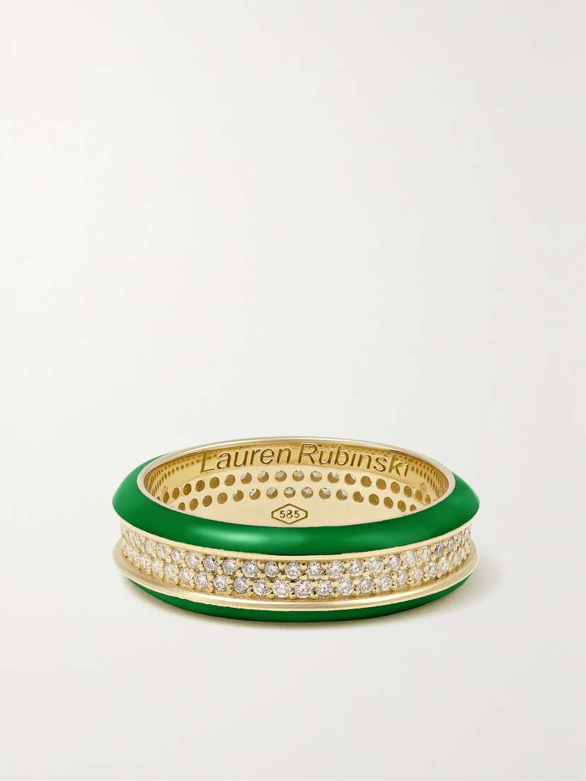 Lauren Rubinski 14-karat Gold, Enamel And Diamond Ring