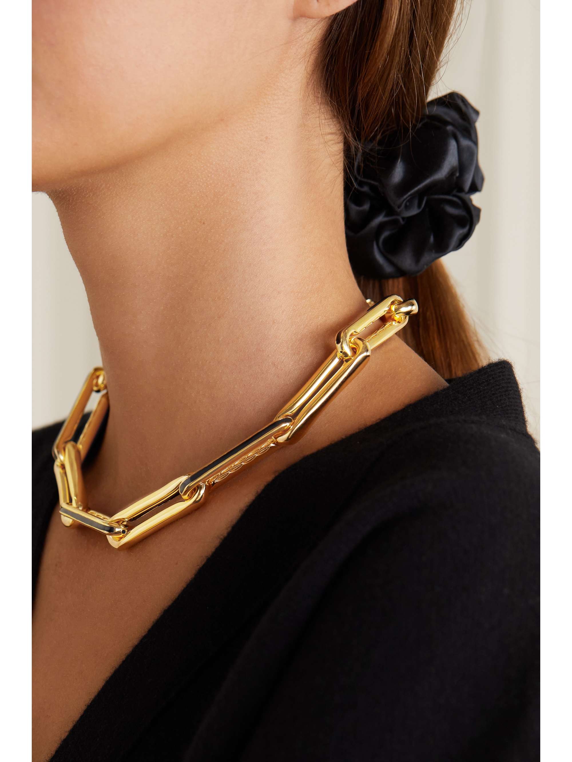 LAUREN RUBINSKI Extra Large 14-karat gold and enamel necklace