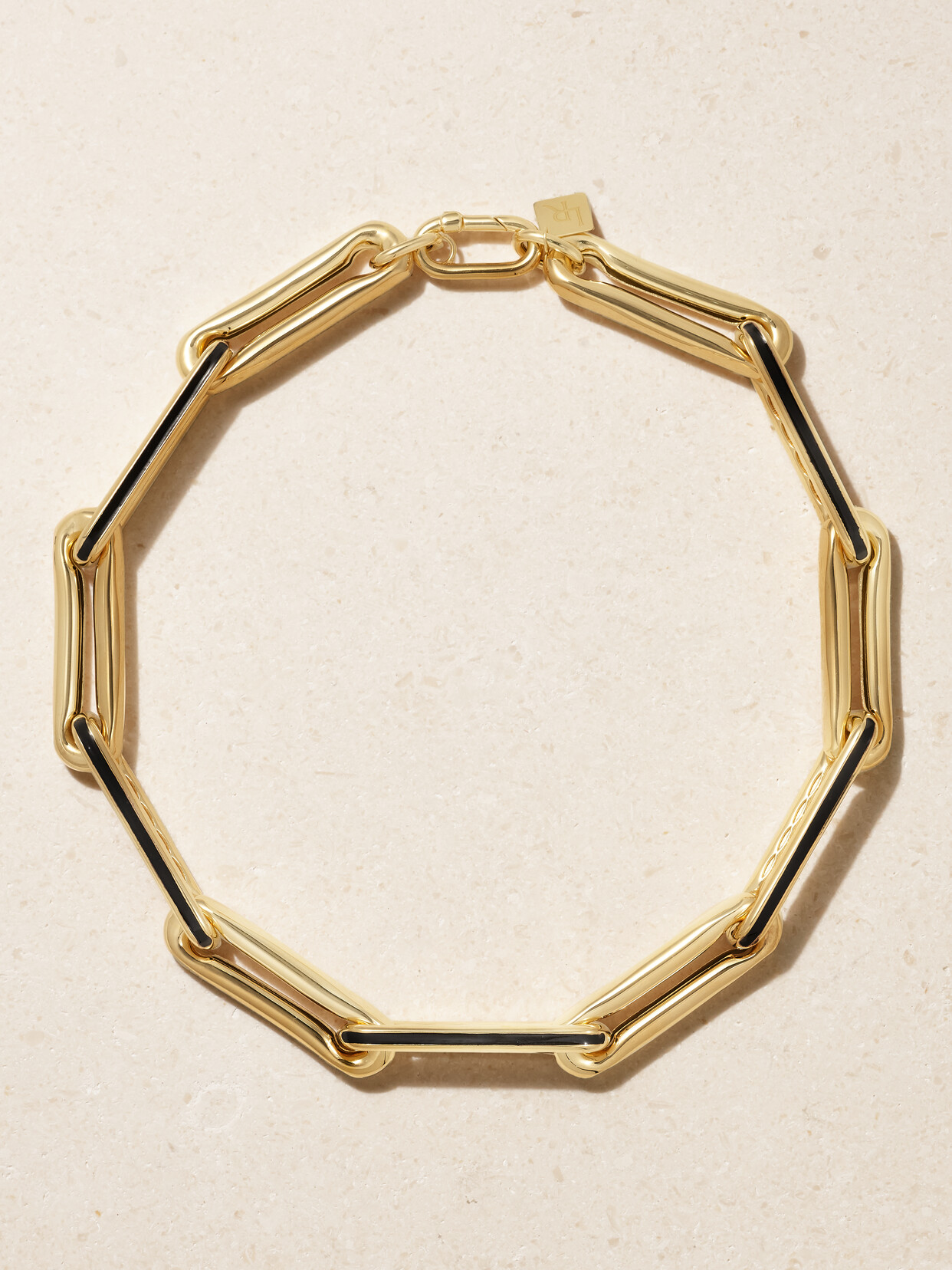 Lauren Rubinski Extra Large 14-karat Gold And Enamel Necklace In Gold