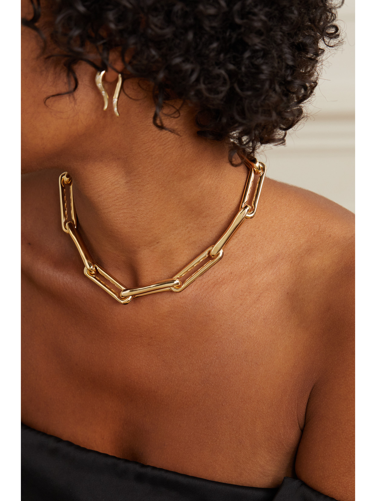Lauren Rubinski Extra Large 14-karat Gold And Enamel Necklace In Gold