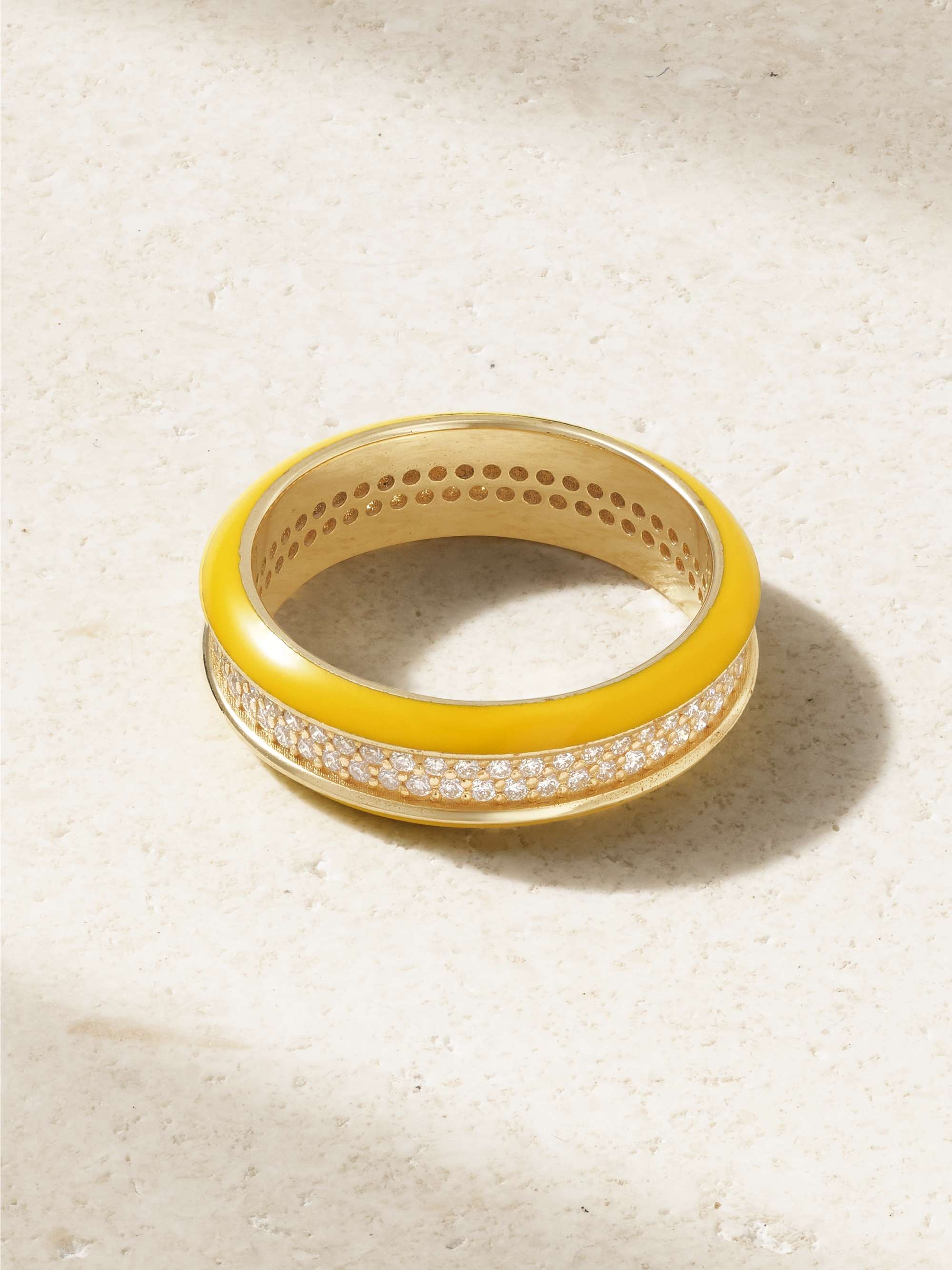 LAUREN RUBINSKI 14-karat gold, enamel and diamond ring