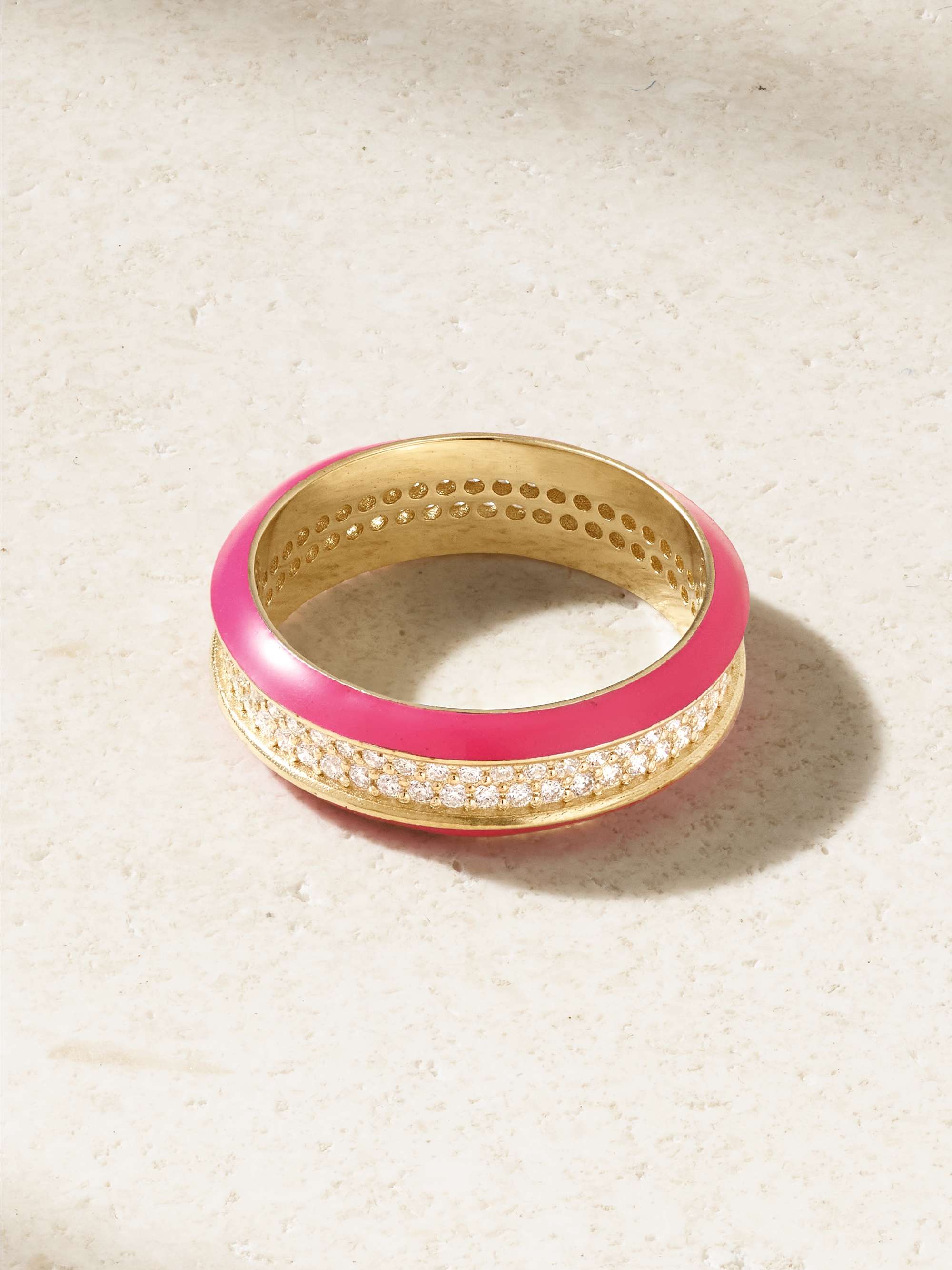 LAUREN RUBINSKI 14-karat gold, enamel and diamond ring