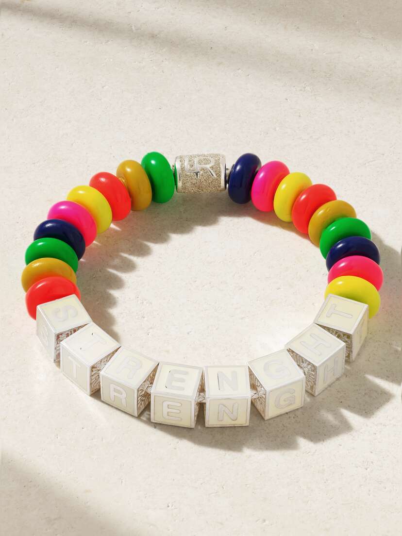 Lauren Rubinski Strength Sterling Silver, Enamel And Bead Bracelet