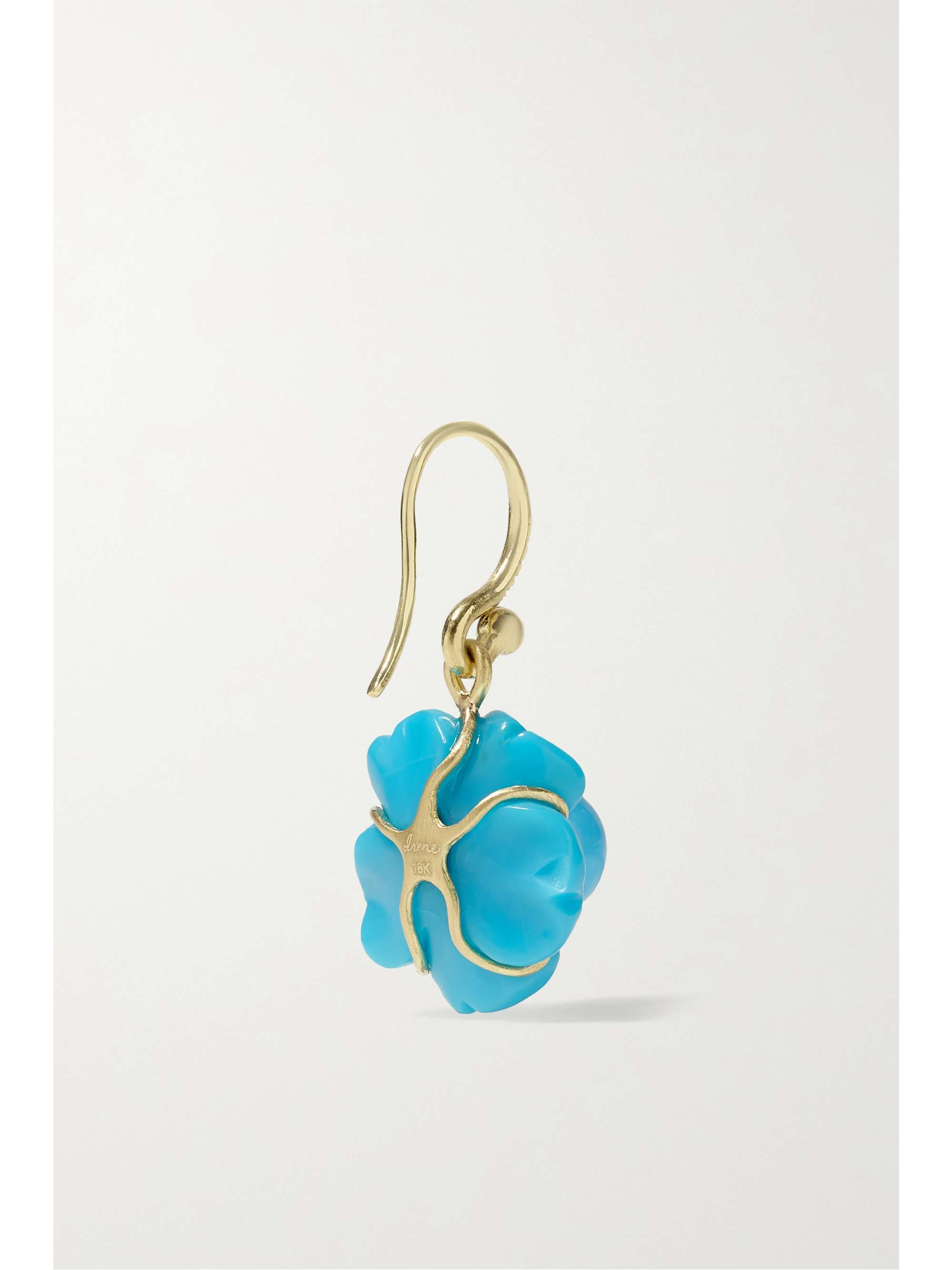IRENE NEUWIRTH Tropical Flower 18-karat gold, turquoise and diamond earrings