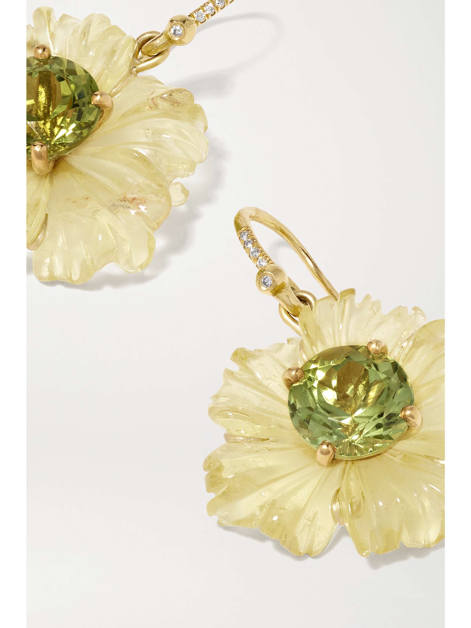 IRENE NEUWIRTH Tropical Flower 18-karat gold, beryl, tourmaline and diamond earrings