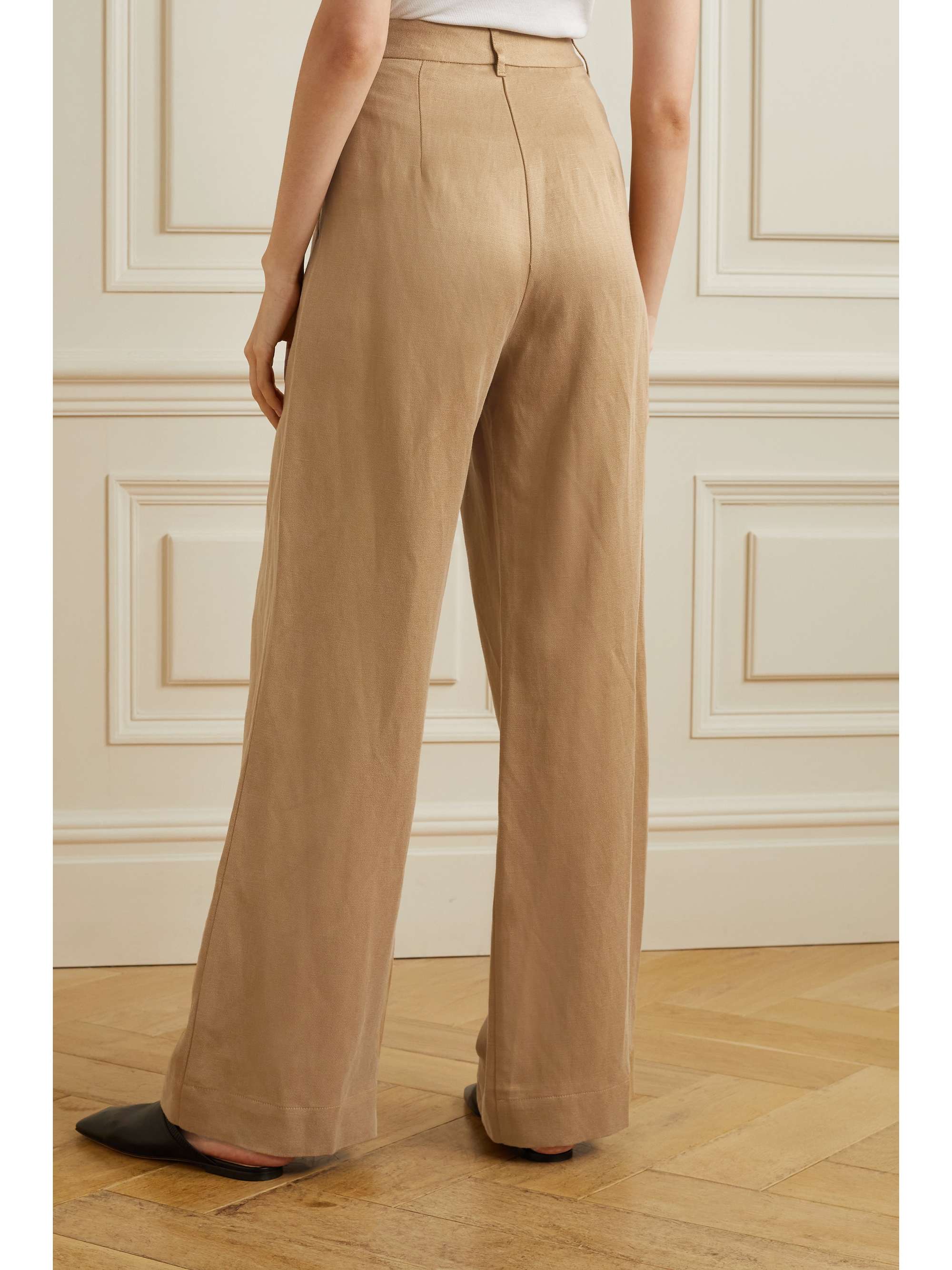 linen-blend wide-leg pants 