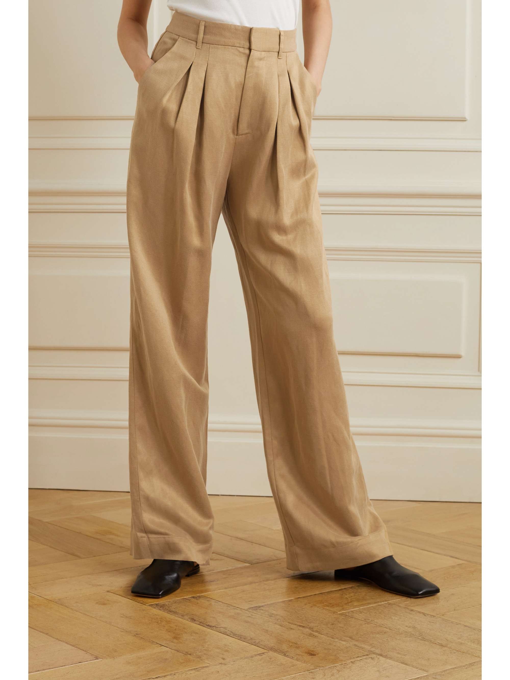 linen-blend wide-leg pants 