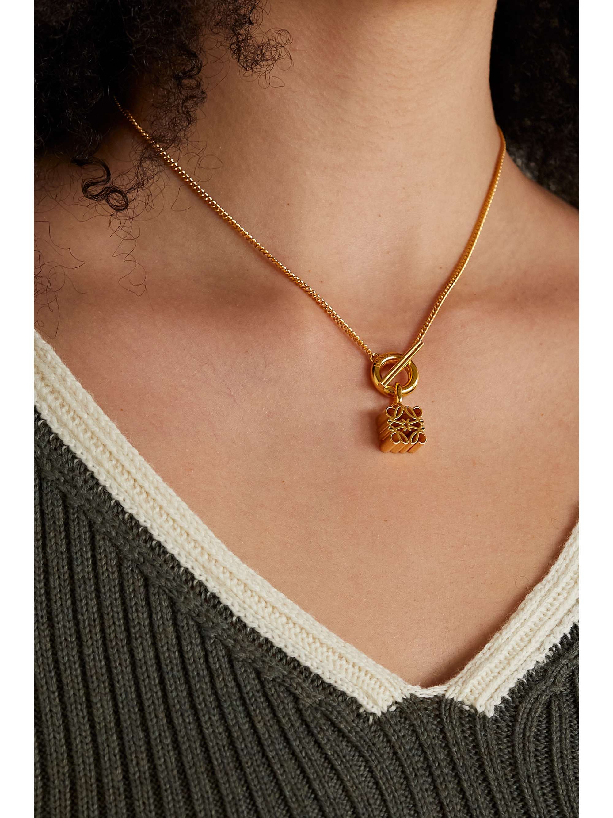 LOEWE Anagram gold-plated necklace
