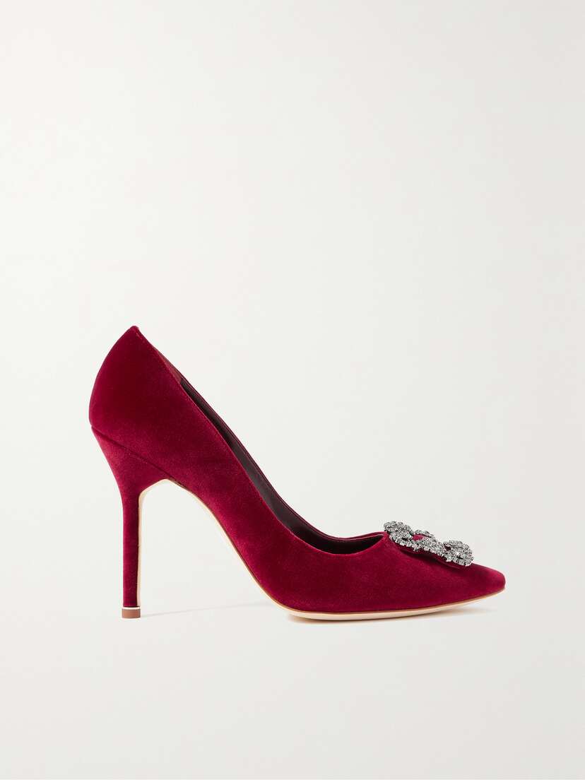 Manolo Blahnik Hangisi 105 Embellished Velvet Pumps