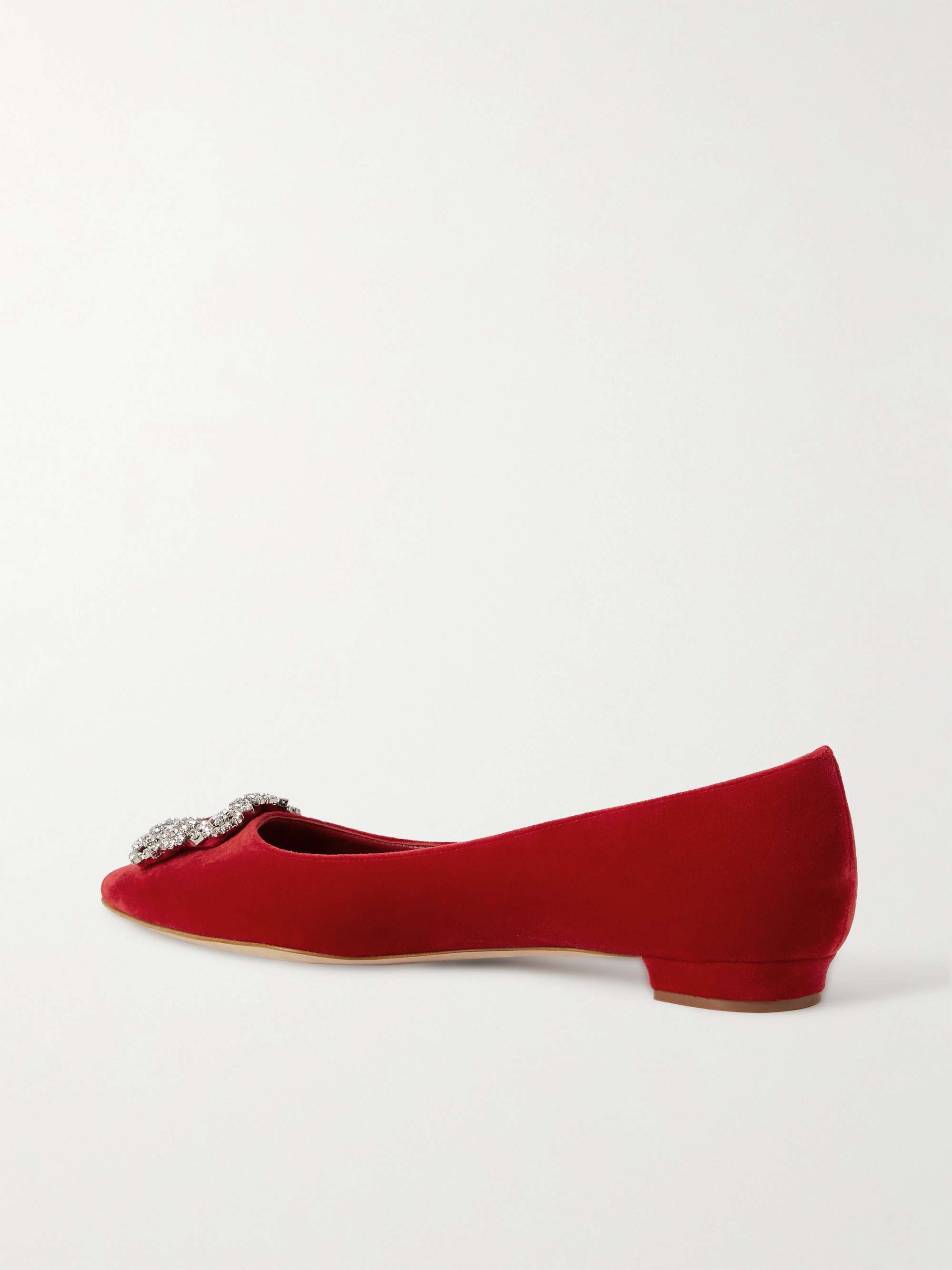 MANOLO BLAHNIK Hangisi crystal-embellished velvet point-toe flats