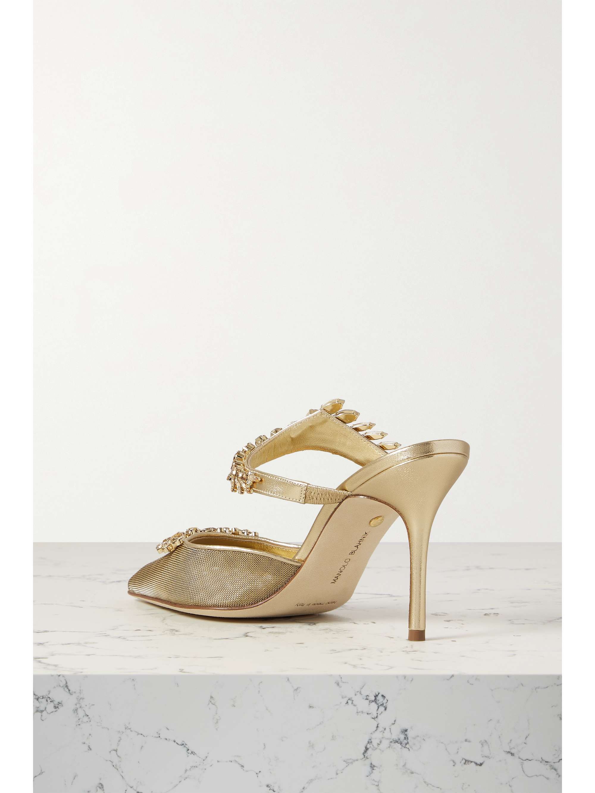 Lurum crystal-embellished leather and mesh mules Lurum crystal-embellished leather and mesh mules