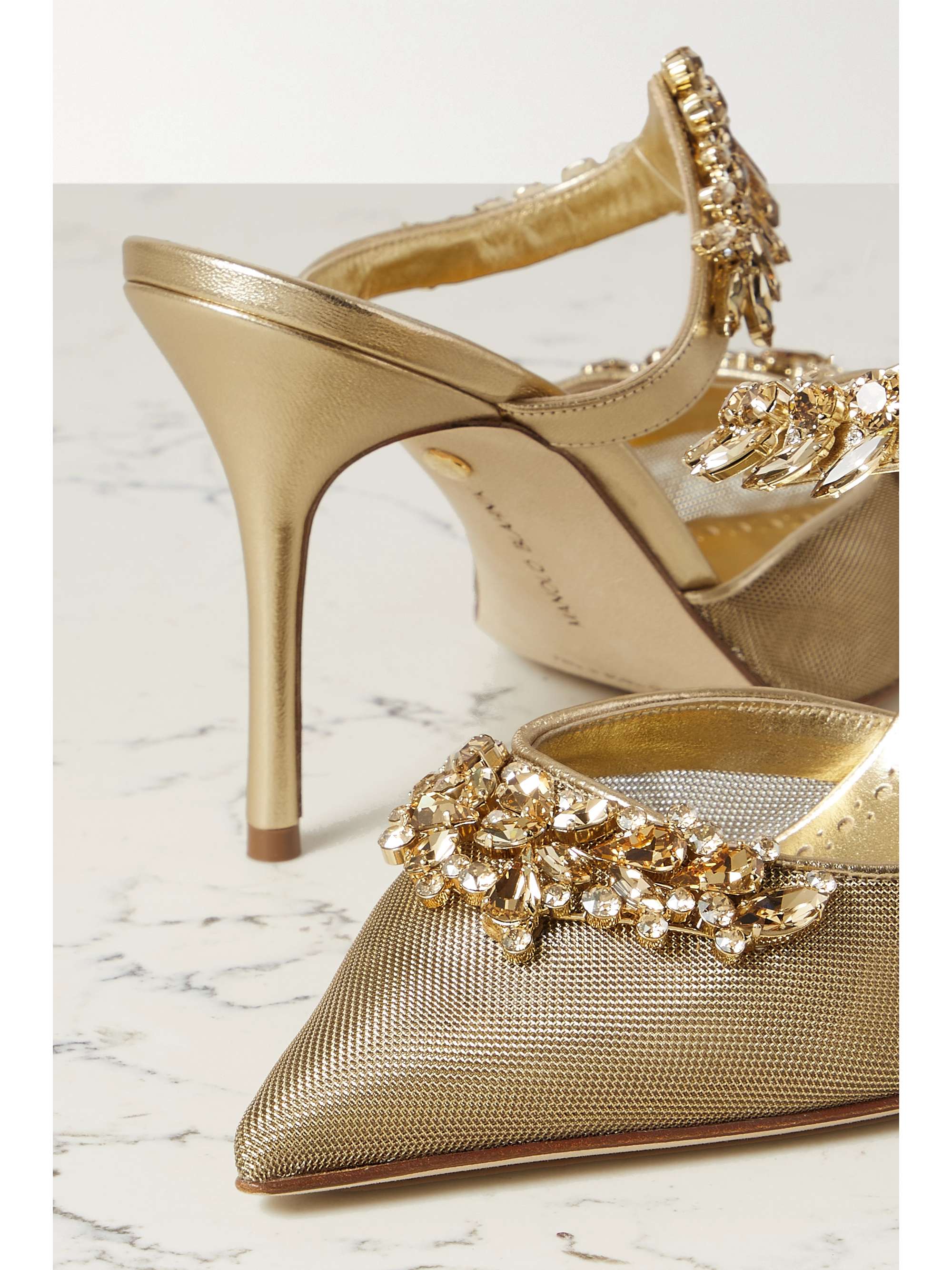 Lurum crystal-embellished leather and mesh mules Lurum crystal-embellished leather and mesh mules