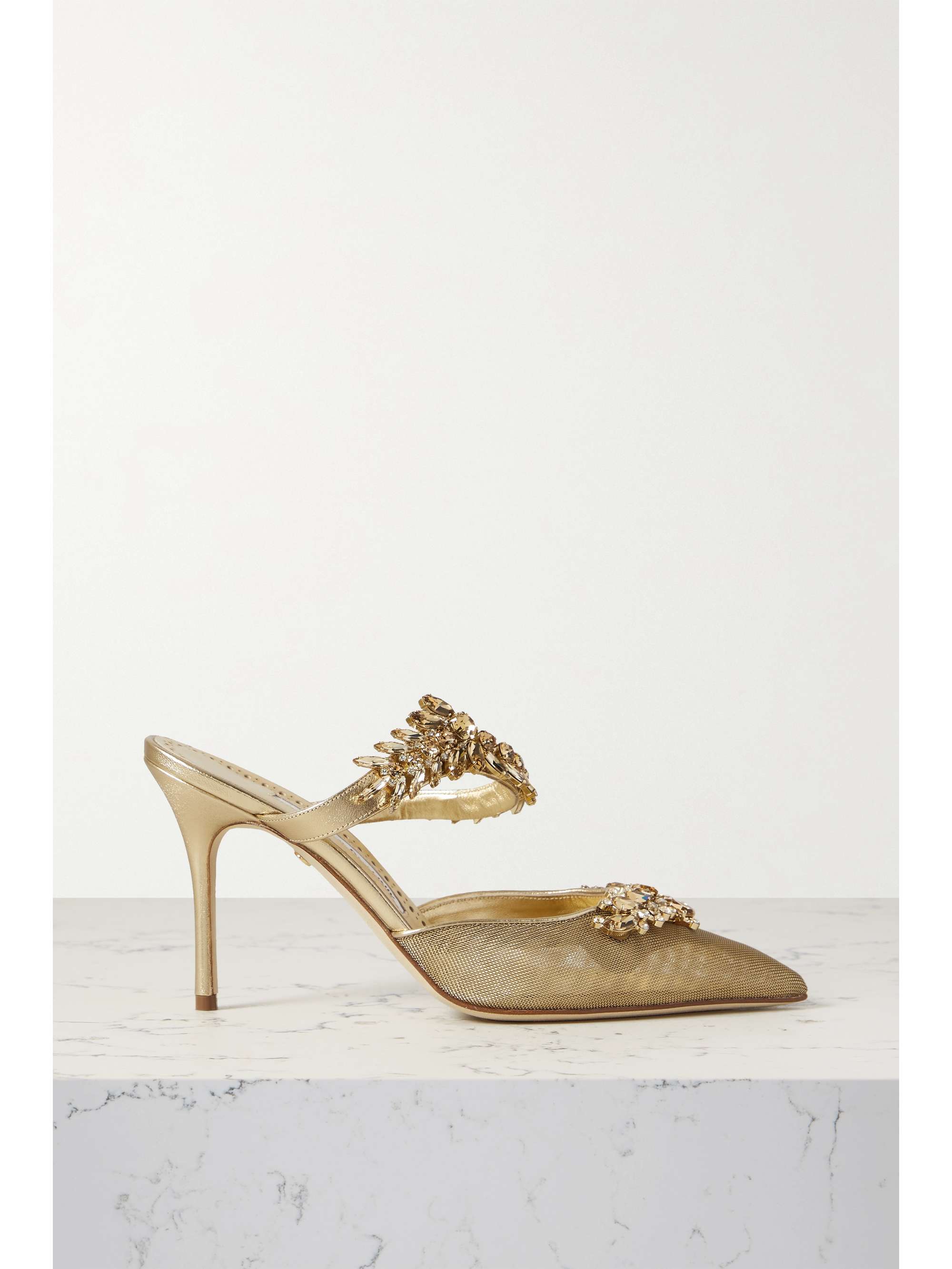Lurum crystal-embellished leather and mesh mules Lurum crystal-embellished leather and mesh mules