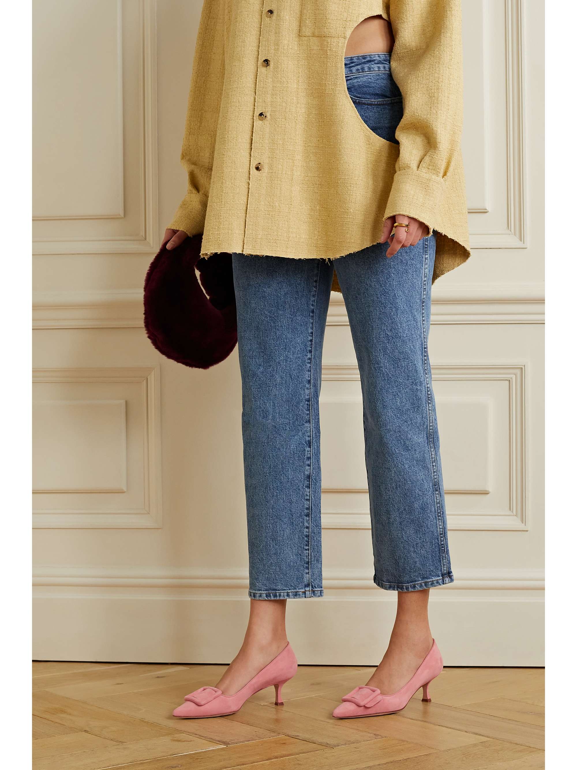 MANOLO BLAHNIK Maysale 50 buckled suede pumps
