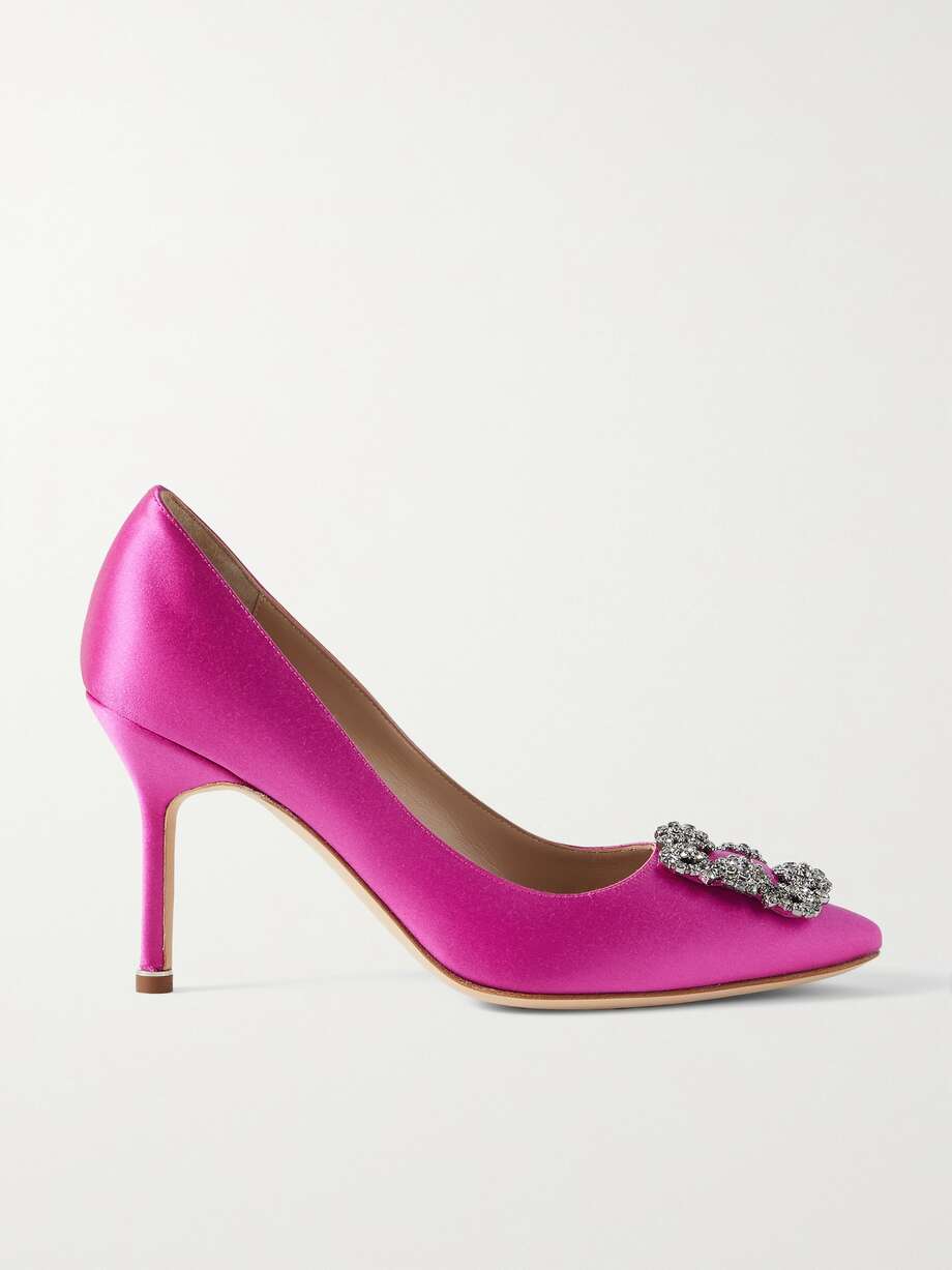 net-a-porter.com | MANOLO BLAHNIK Hangisi 90 embellished corded lace pumps