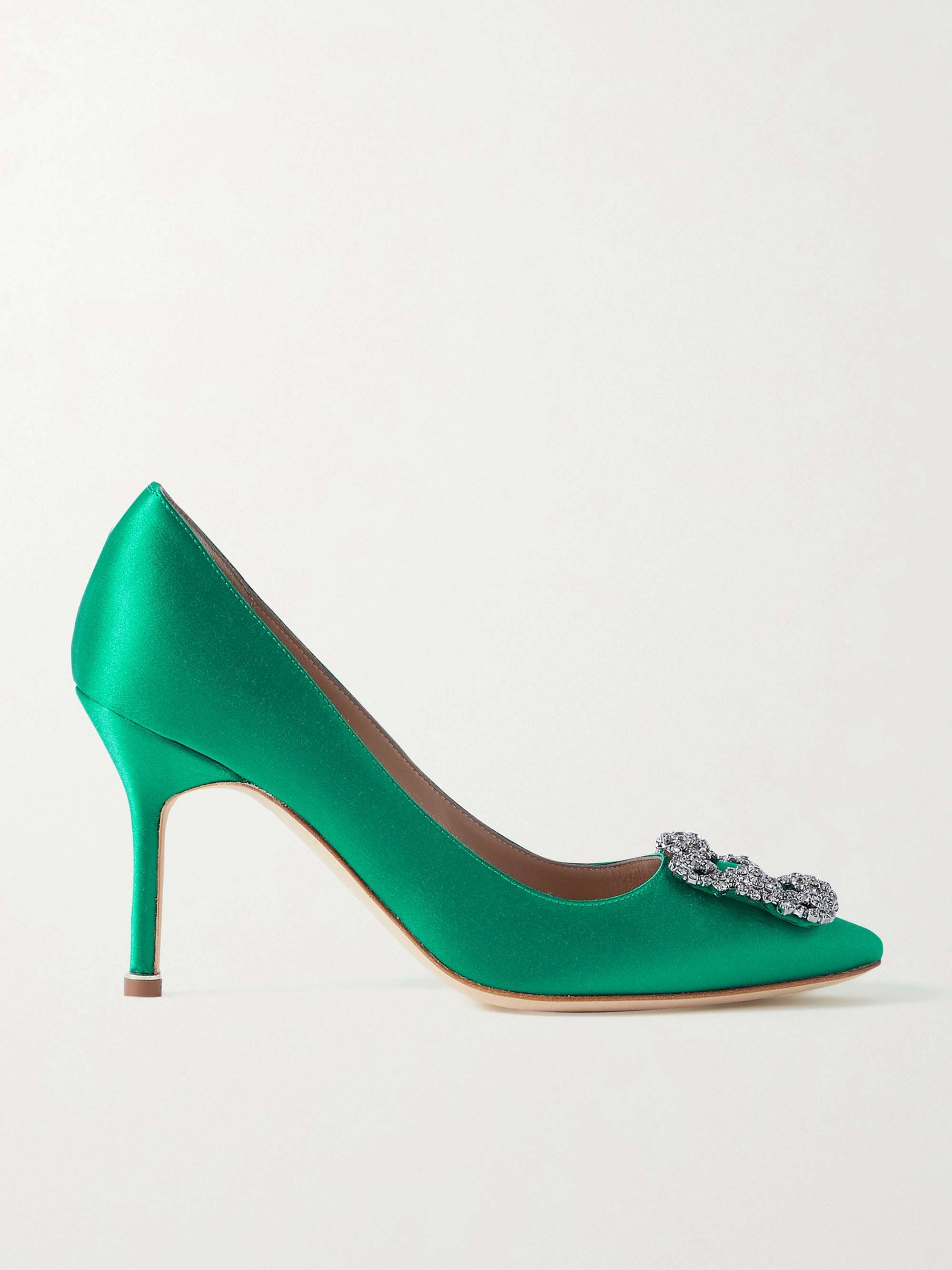 MANOLO BLAHNIK Hangisi 90 embellished satin pumps | NET-A-PORTER