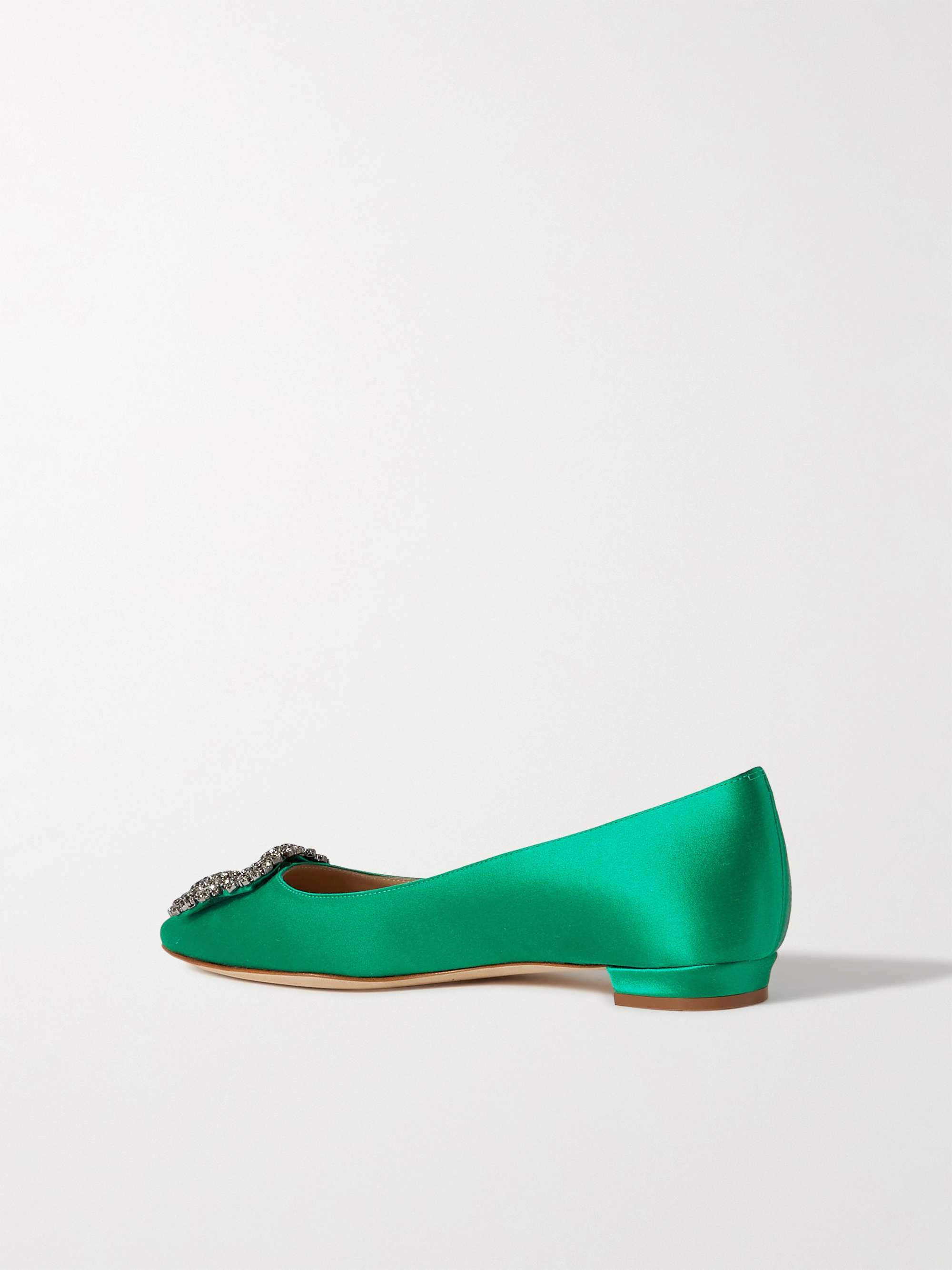 MANOLO BLAHNIK Hangisi embellished satin point-toe flats