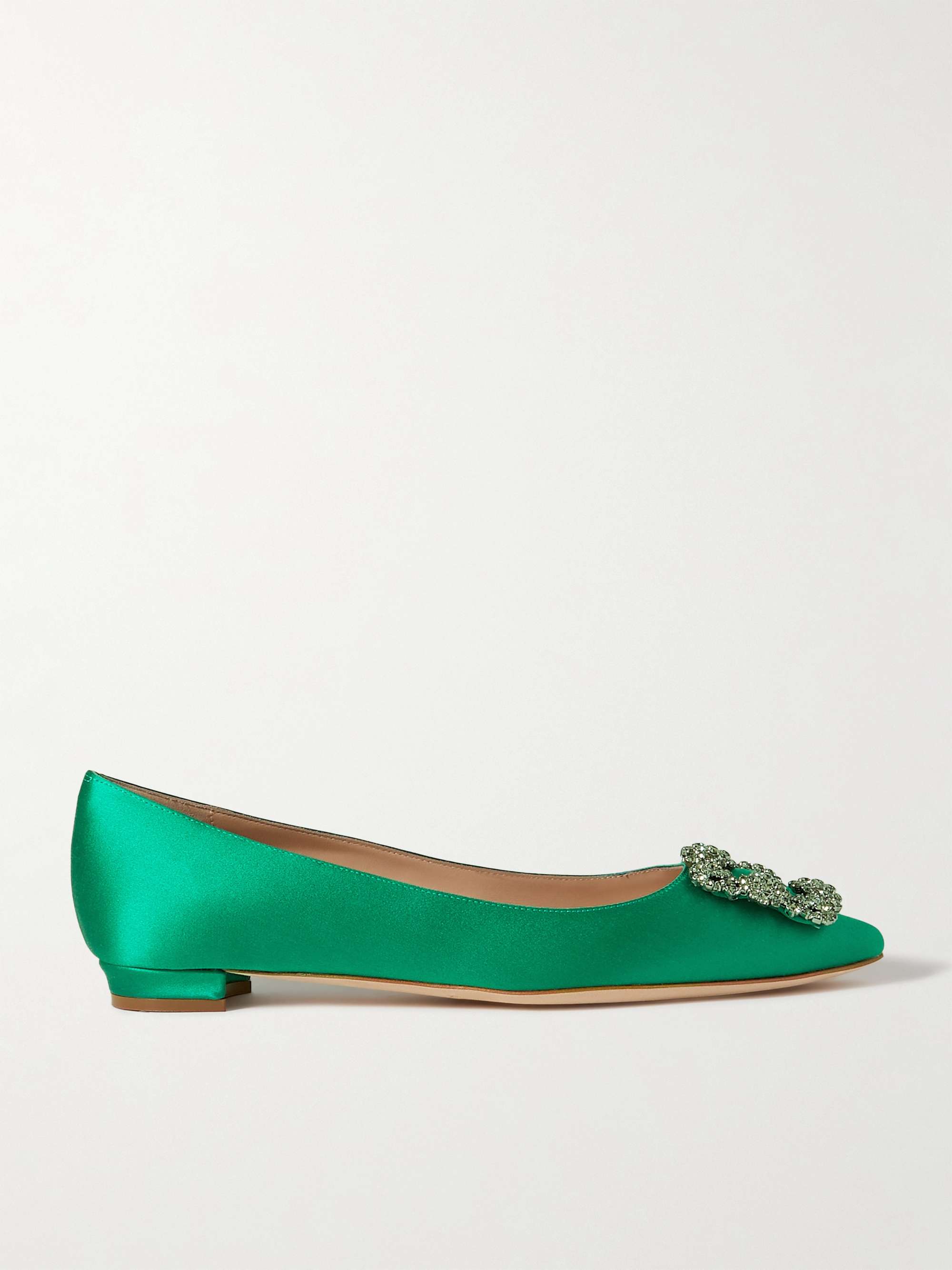 MANOLO BLAHNIK Hangisi crystal-embellished satin point-toe