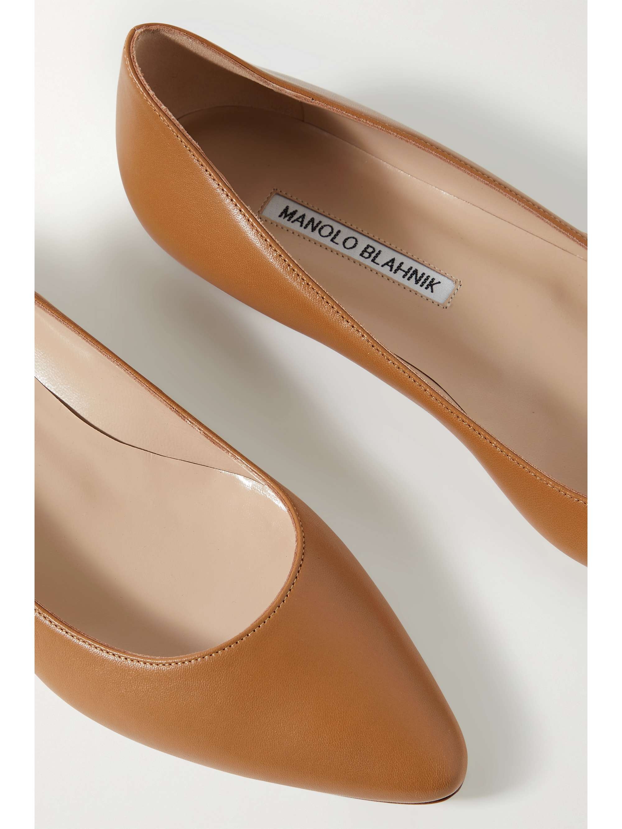 MANOLO BLAHNIK BB 10 leather pointtoe flats NETAPORTER