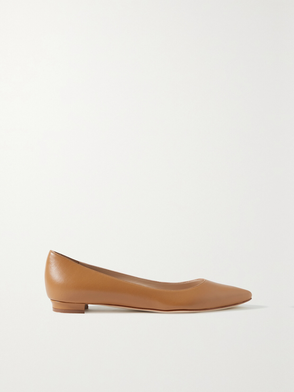 Manolo Blahnik Bb 10 Leather Point-toe Flats - Brown