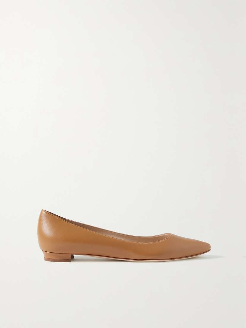 Manolo Blahnik Bb 10 Leather Point-toe Flats