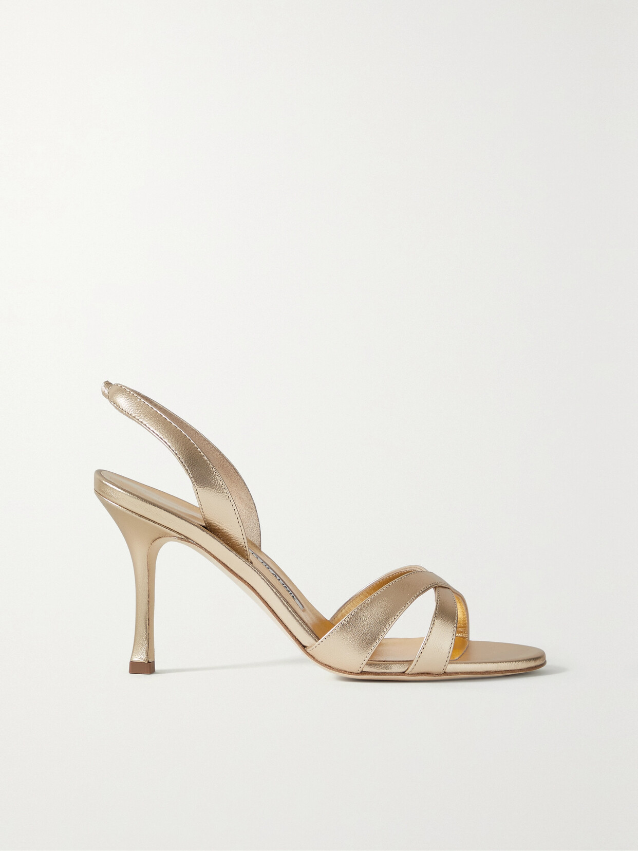 Manolo Blahnik Callasli 90 Leather Slingback Sandals - Gold