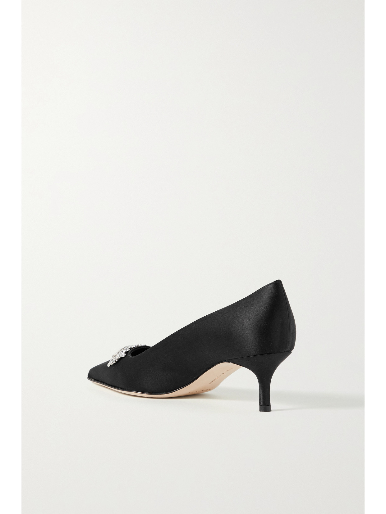 MANOLO BLAHNIK BOTTARA 50 CRYSTAL-EMBELLISHED SATIN PUMPS