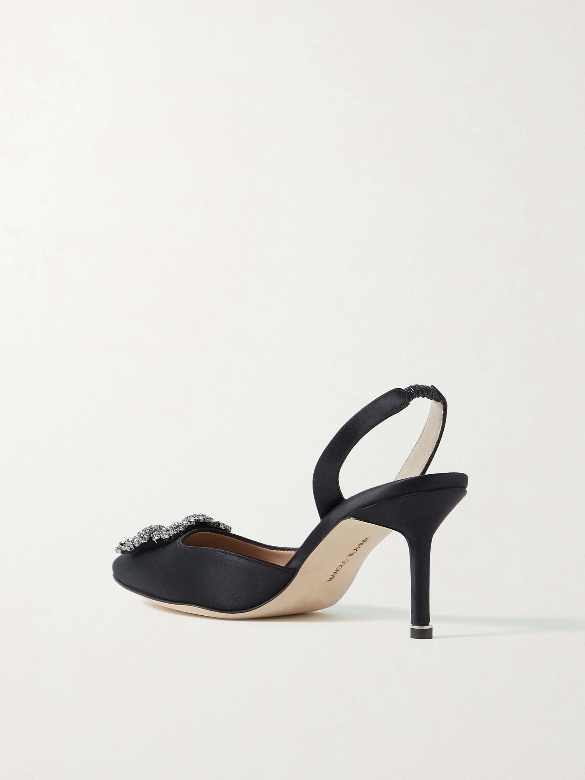 MANOLO BLAHNIK Hangisli 70 embellished satin slingback pumps