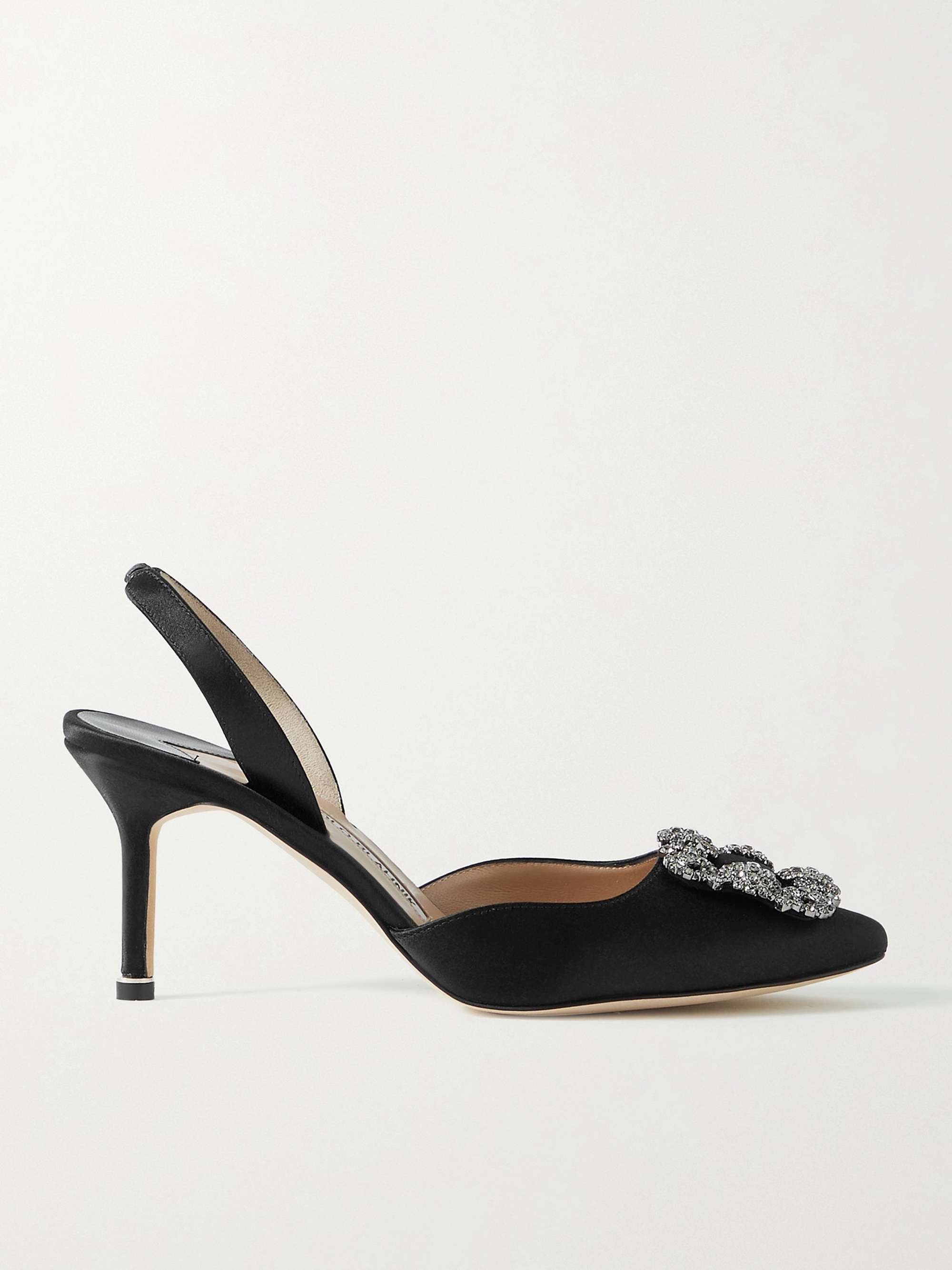 MANOLO BLAHNIK Hangisli 70 embellished satin slingback pumps | NET-A-PORTER