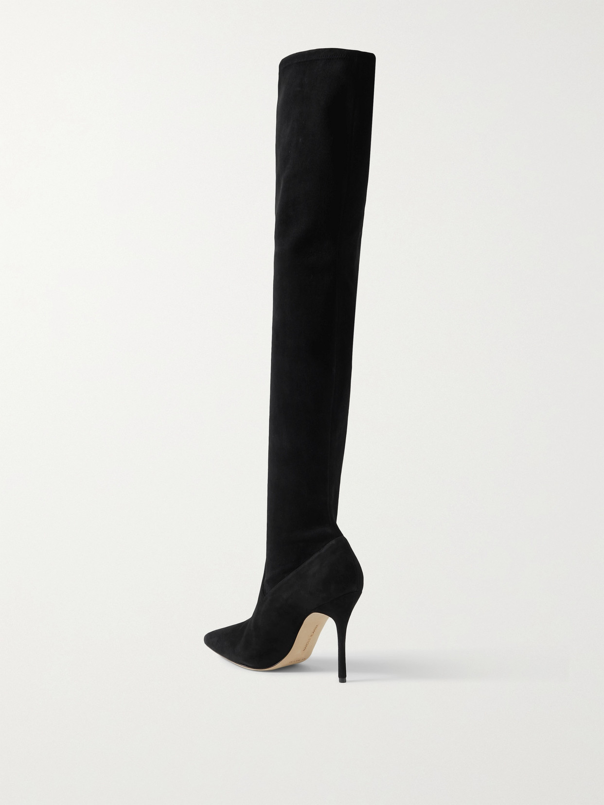 Shop Manolo Blahnik Pascalarehi 105 Suede Over-the-knee Boots In Black