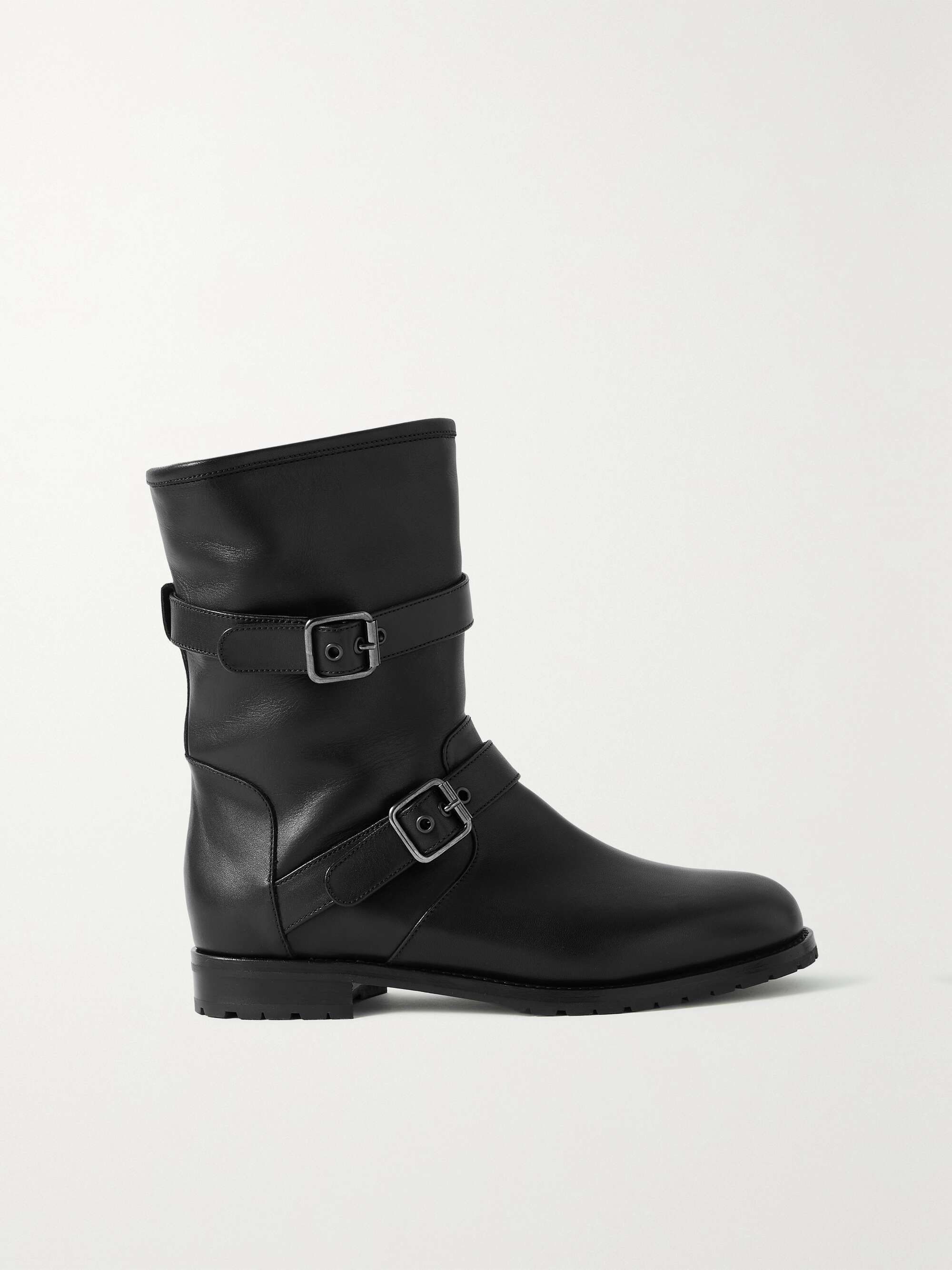 Black Sulaltra buckled shearling-lined leather ankle boots | MANOLO ...