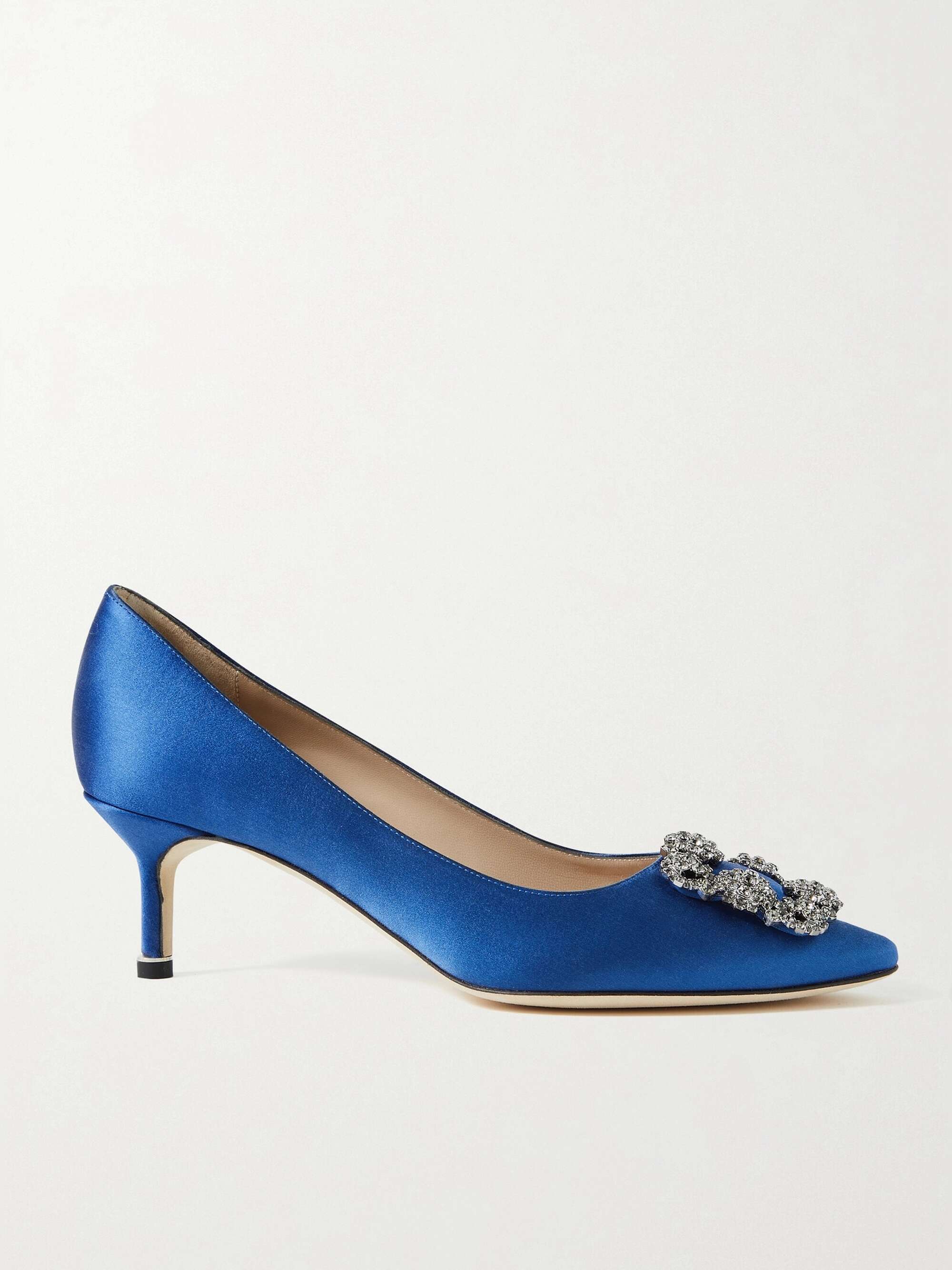 MANOLO BLAHNIK Hangisi 50 embellished satin pumps | NET-A-PORTER