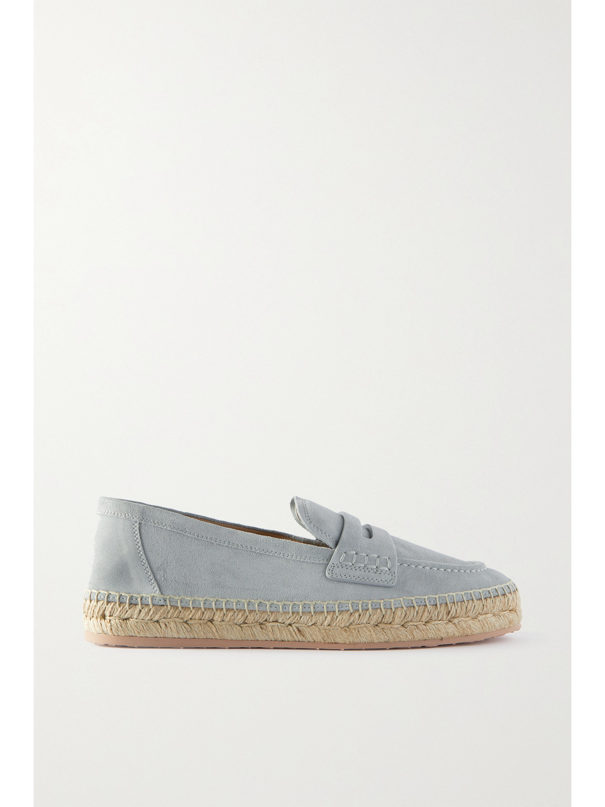 Gianvito Rossi Lido Suede Espadrille Loafers In Gray