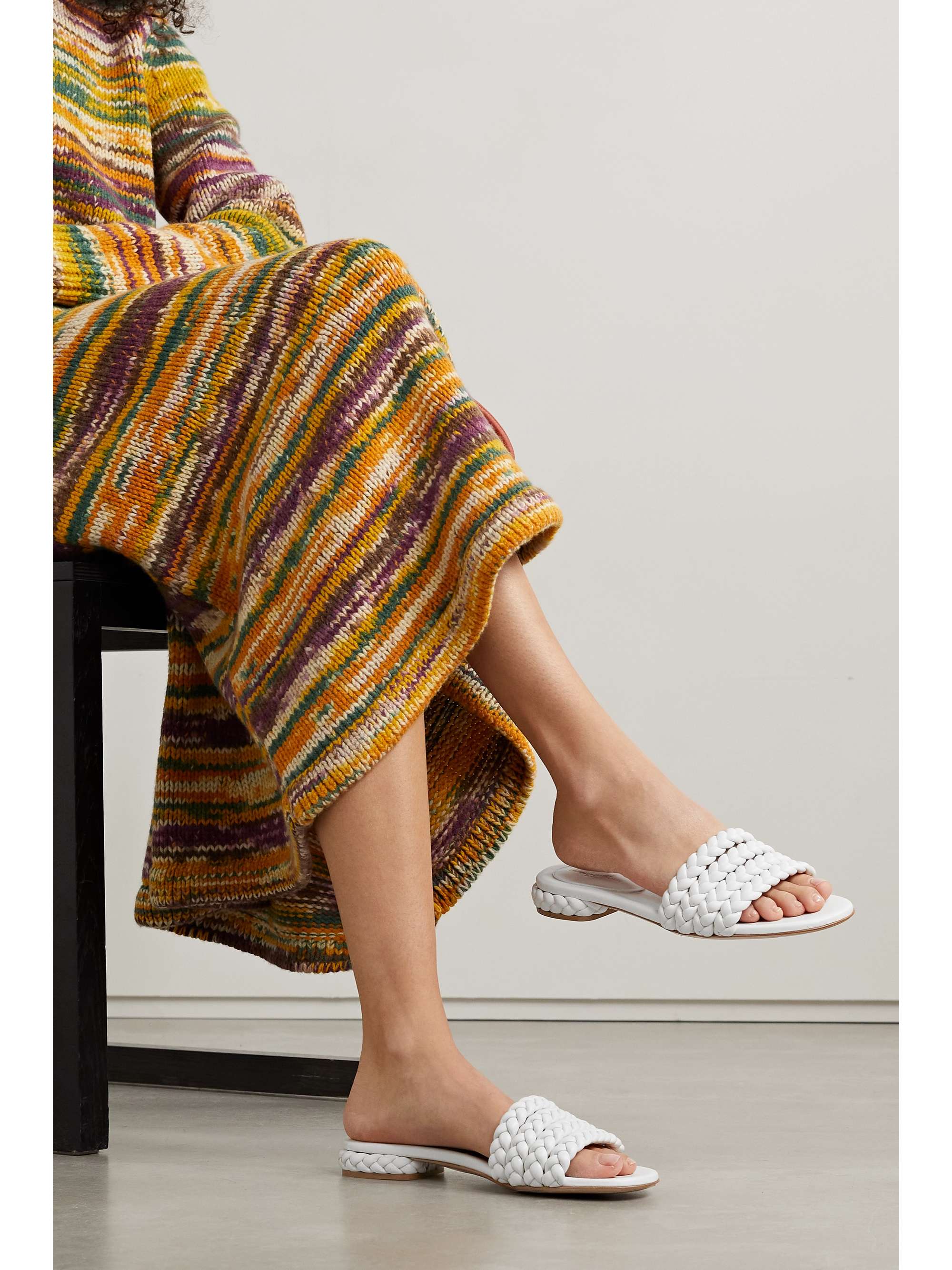 GIANVITO ROSSI Braided leather slides