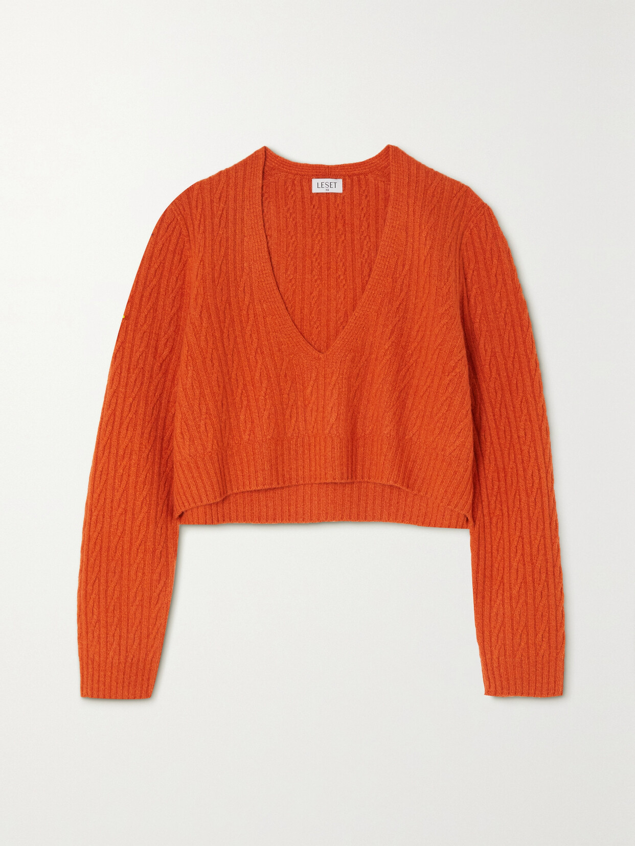 LESET Zoe Cable-knit Wool-blend Sweater - Orange