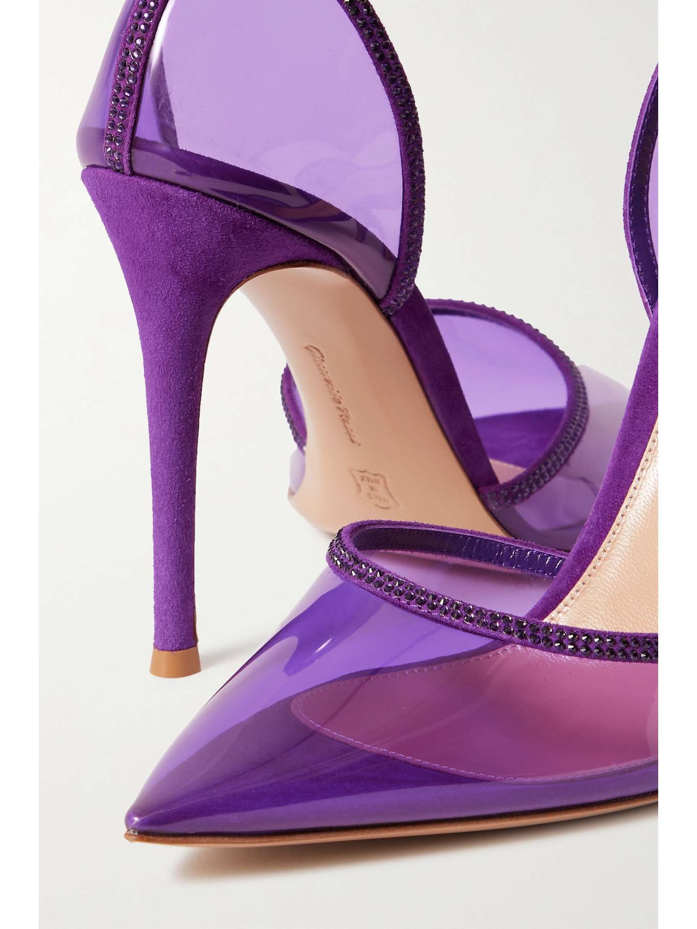 GIANVITO ROSSI 105 crystalembellished suedetrimmed PVC pumps NETA