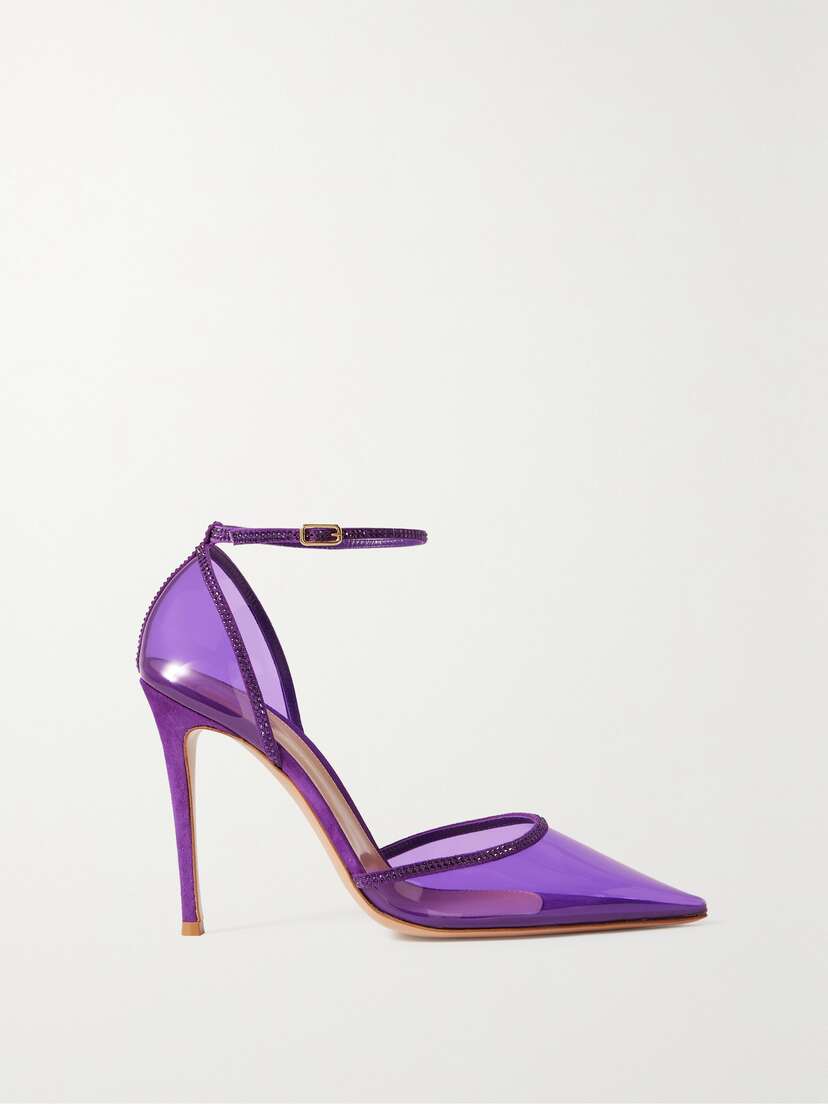 Gianvito Rossi 105 Crystal-embellished Suede-trimmed Pvc Pumps