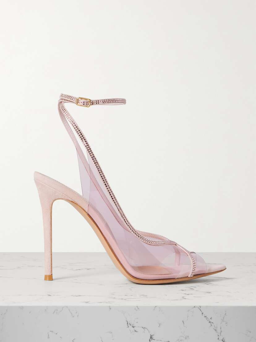 Gianvito Rossi Crystelle 105 Embellished Leather-trimmed Pvc Sandals