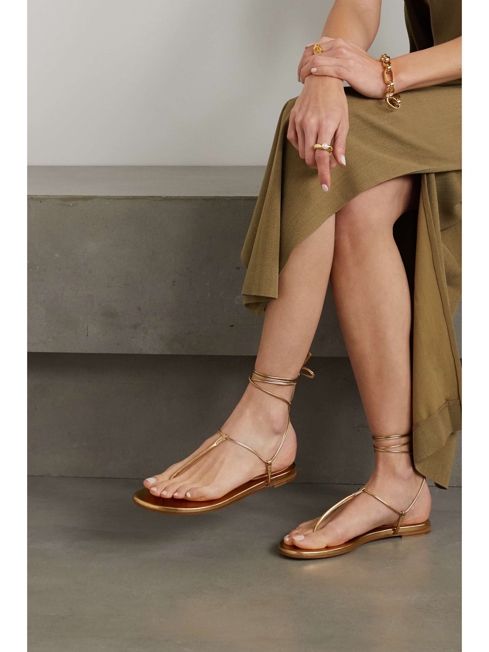 GIANVITO ROSSI Gwyneth metallic leather sandals