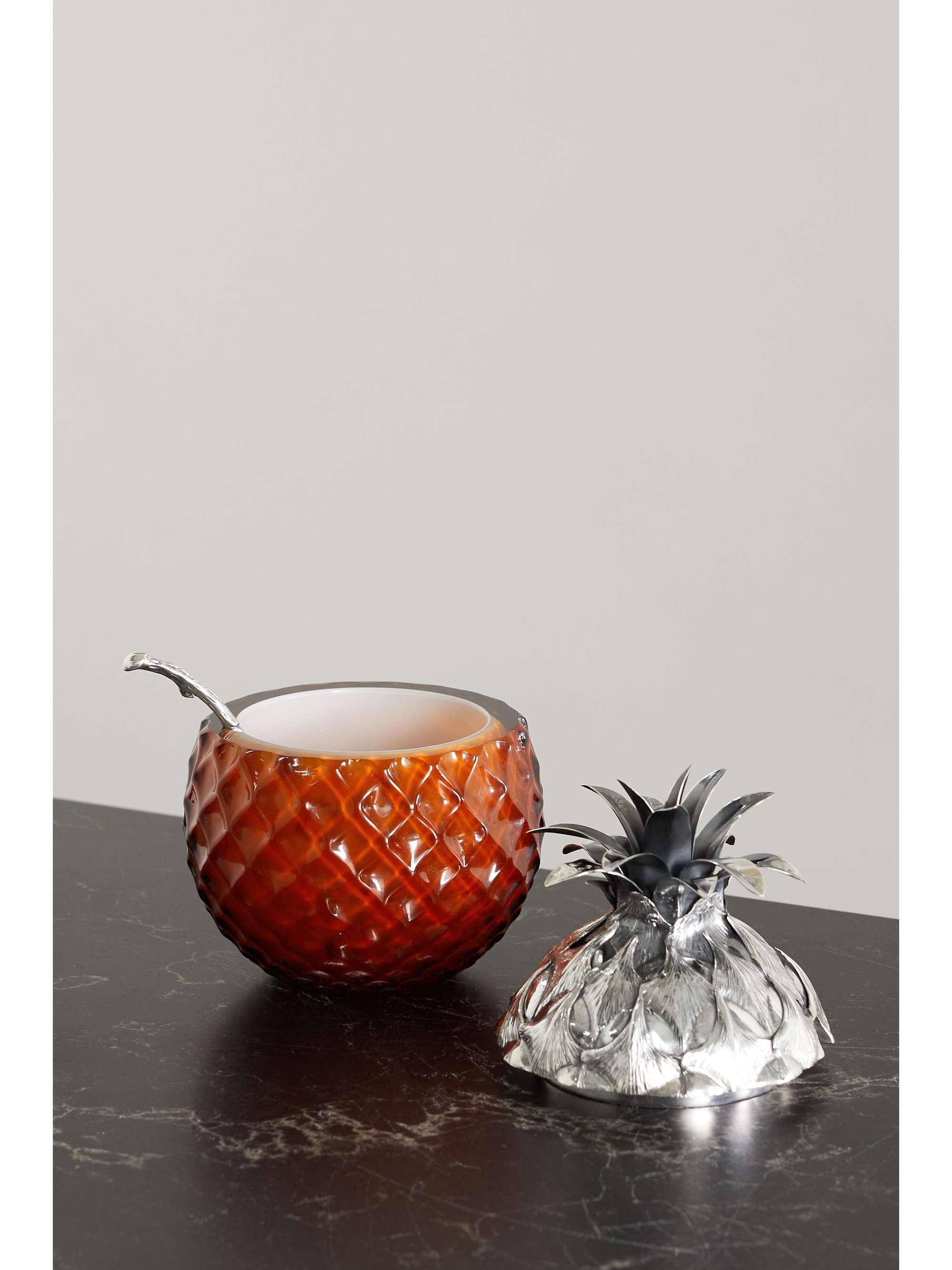 BUCCELLATI Pineapple sterling silver and glass jam jar