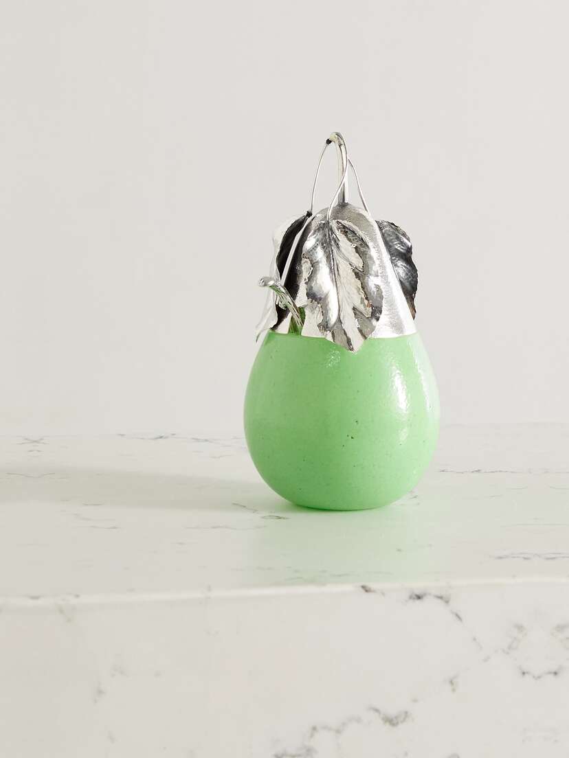 Buccellati Pear Sterling Silver And Glass Jam Jar